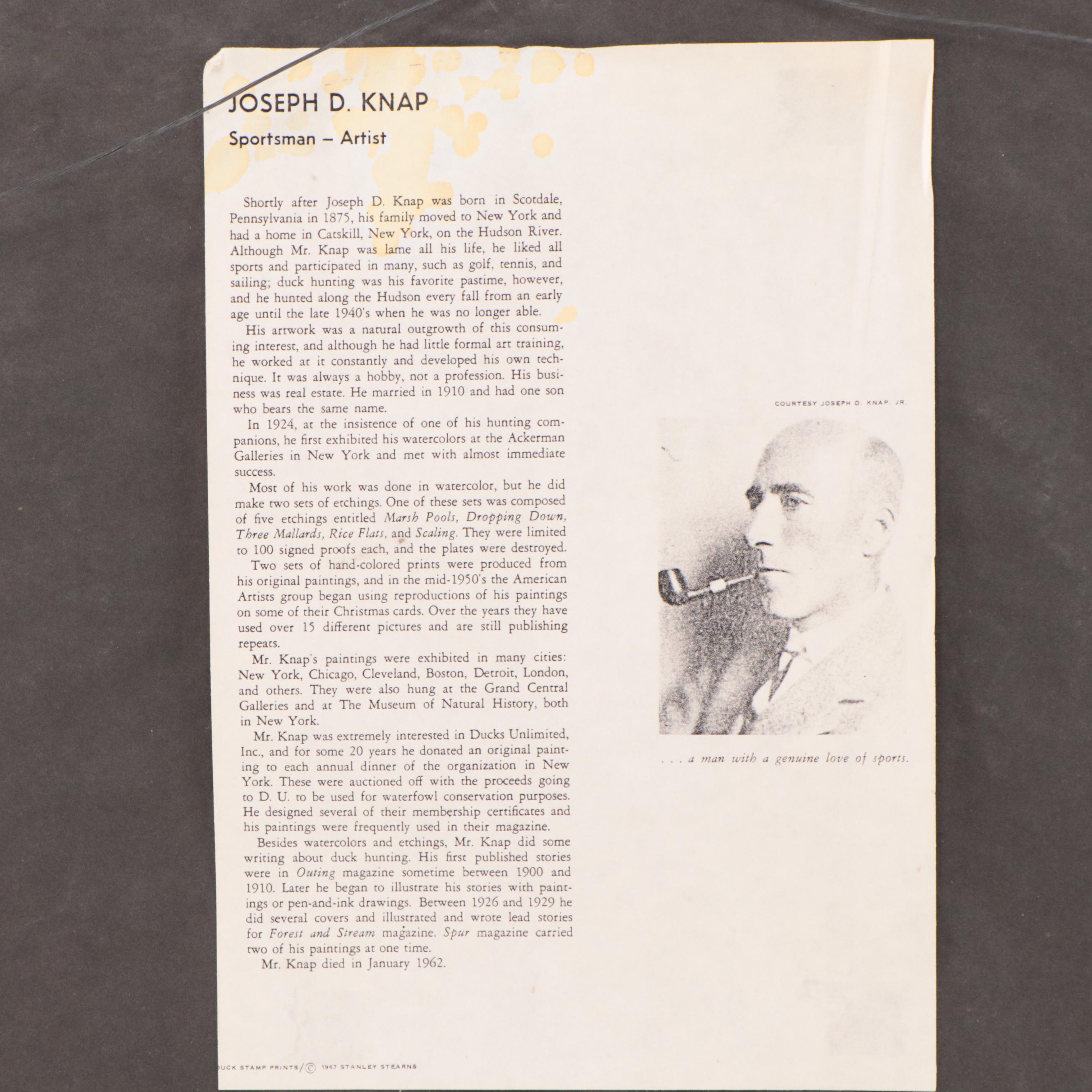 Joseph Day Knap Watercolor Painting of Flock of Geese, Early 20th Century