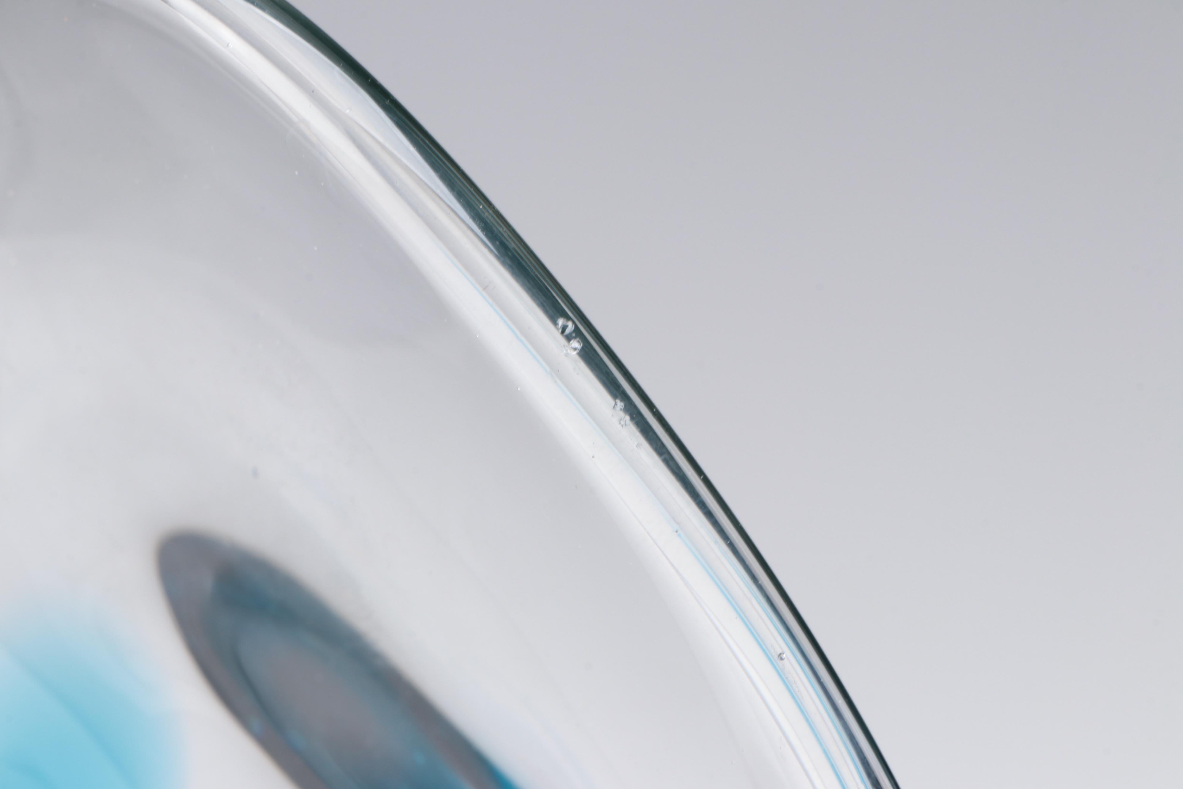 Lisa R. Rowe Irregular Lavender and Turquoise Art Glass Bowl, 1996