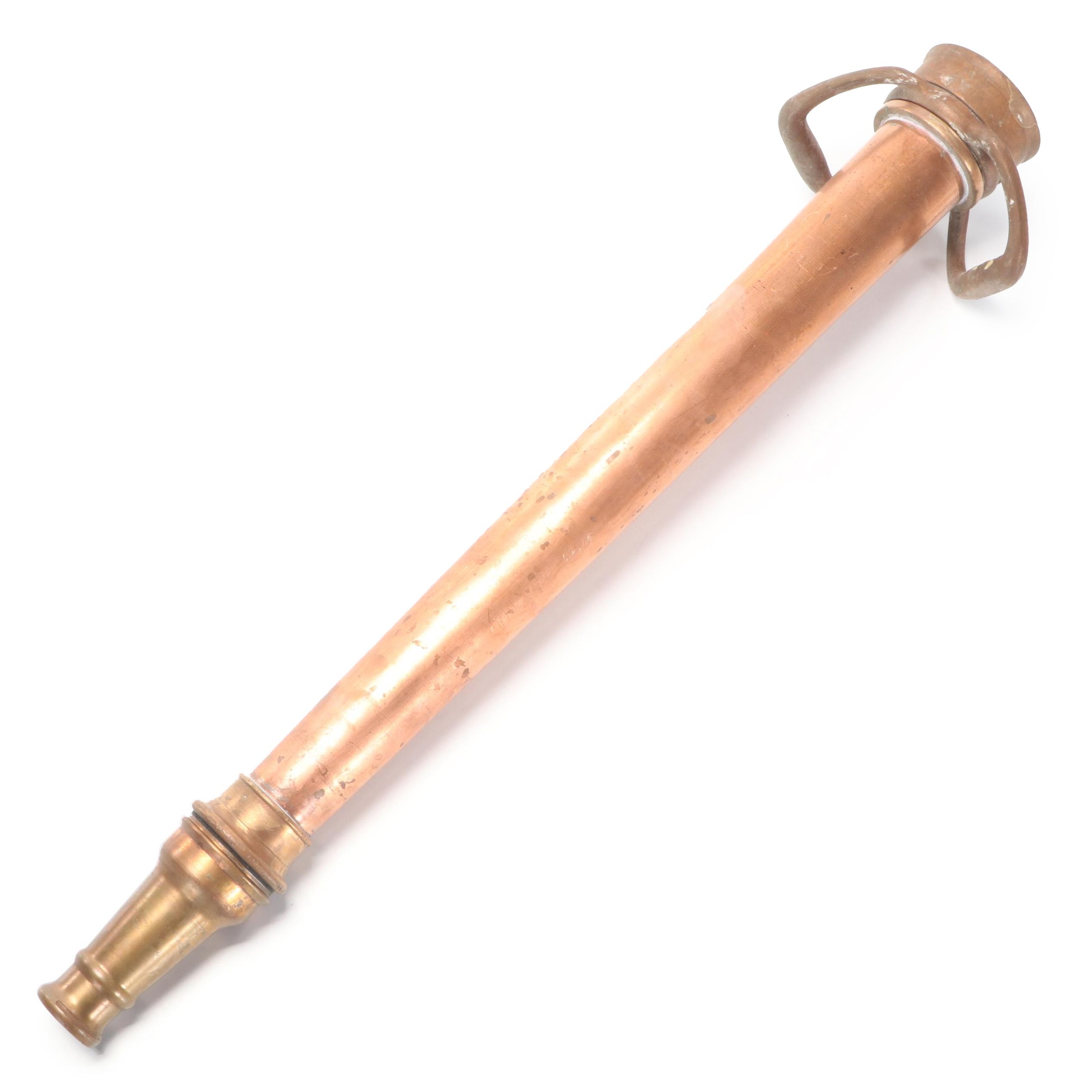 Copper and Brass Fire Hose Water Cannon Nozzle, Early to Mid-20th Century