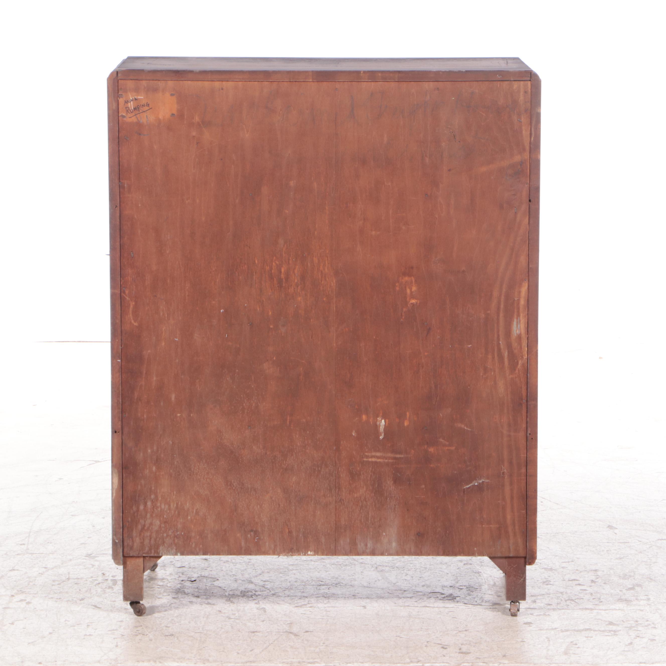Figured Walnut Chest of Drawers with Ring Pulls, Mid-20th Century