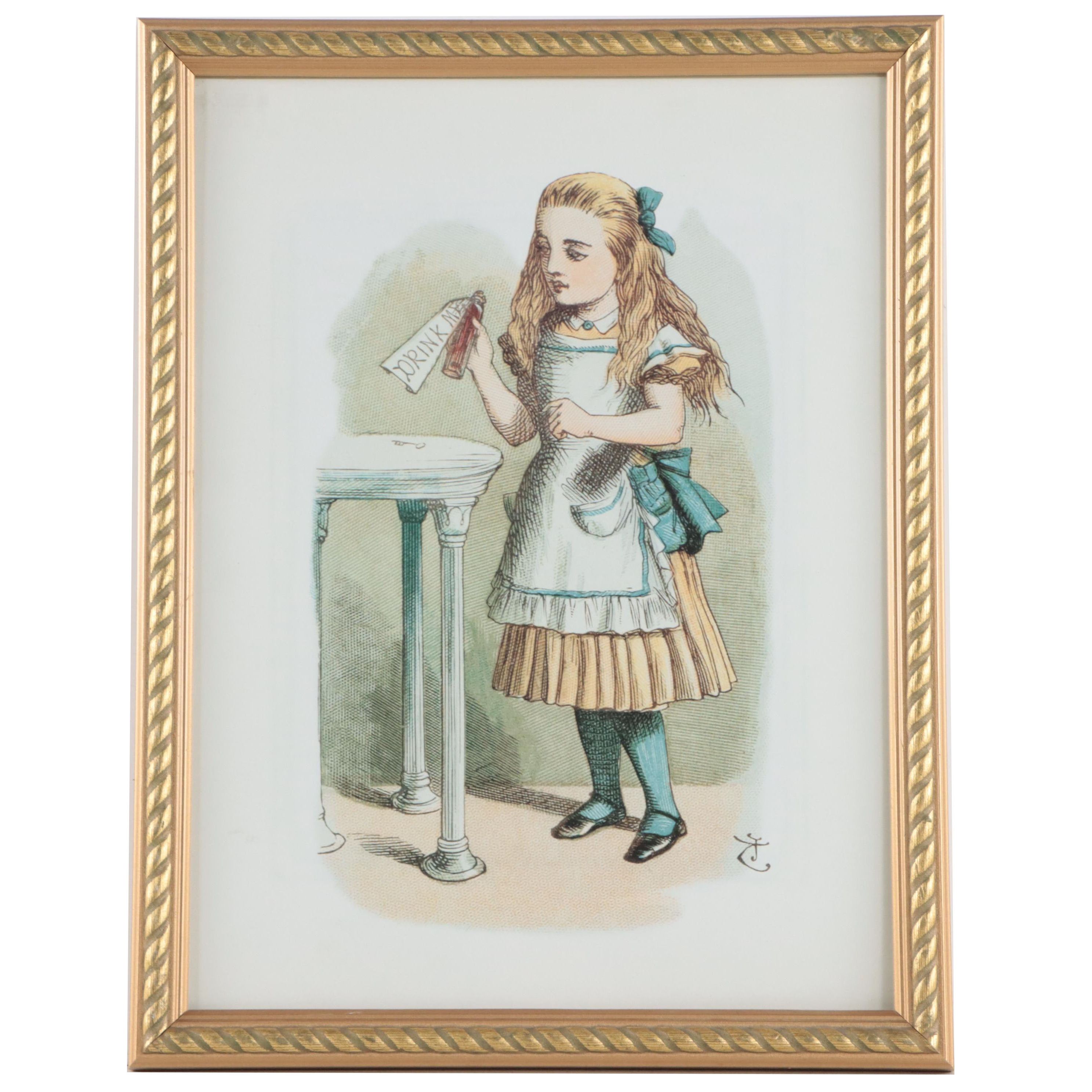Offset Lithograph After John Tenniel "How Alice Grew Tall"