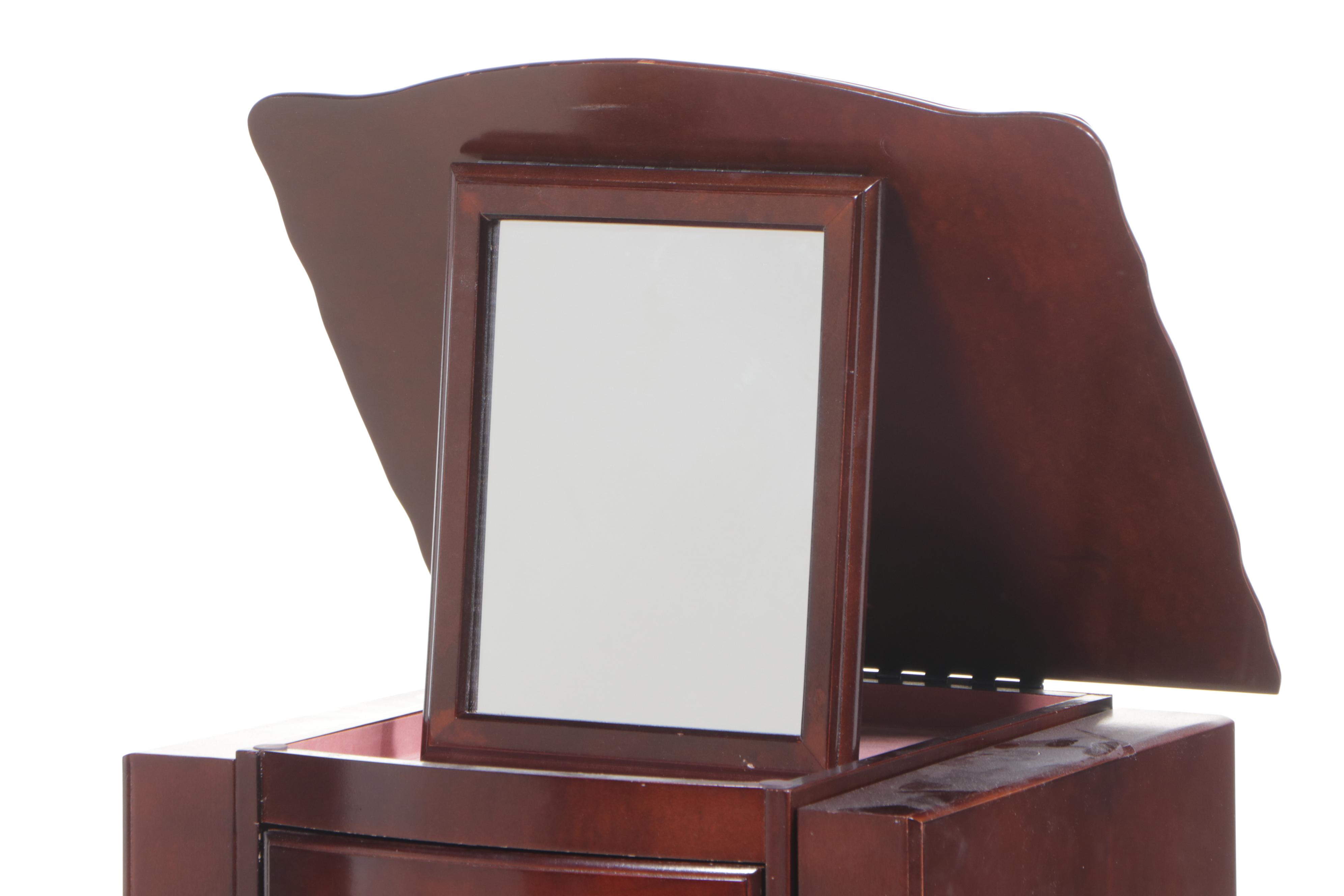 L. Powell Co. Queen Anne Style Mahogany-Stained Jewelry Cabinet