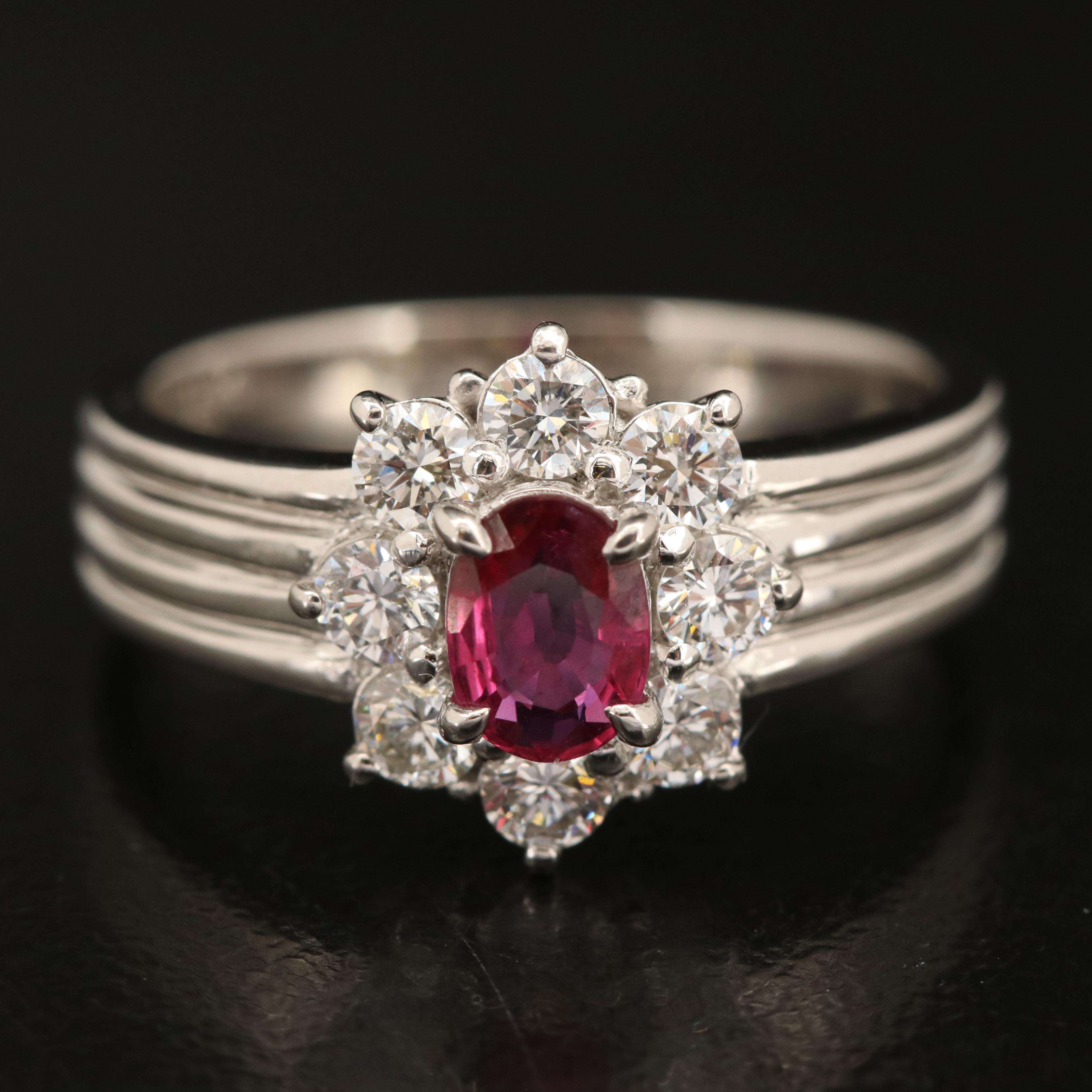 Platinum Ruby and Diamond Ring