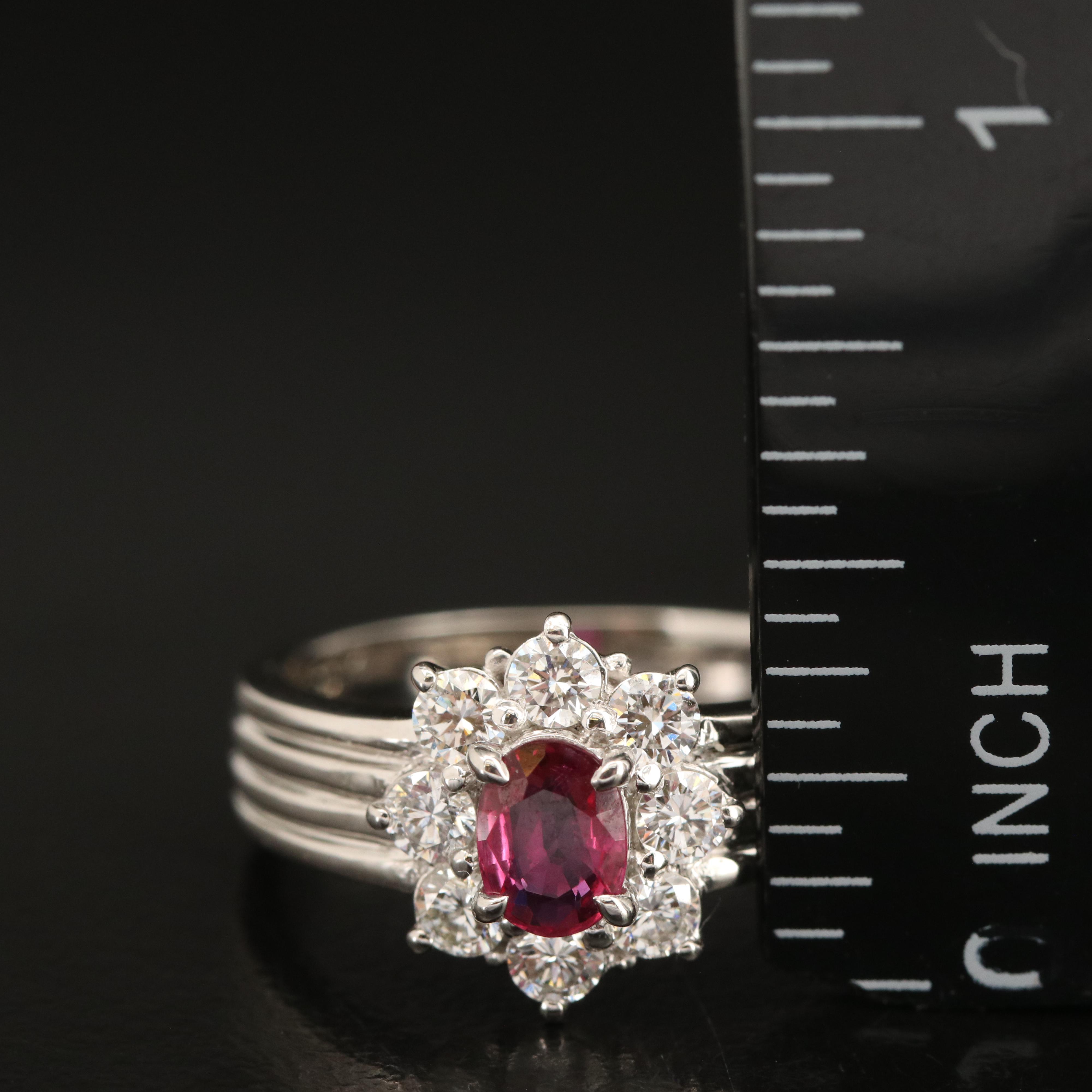 Platinum Ruby and Diamond Ring