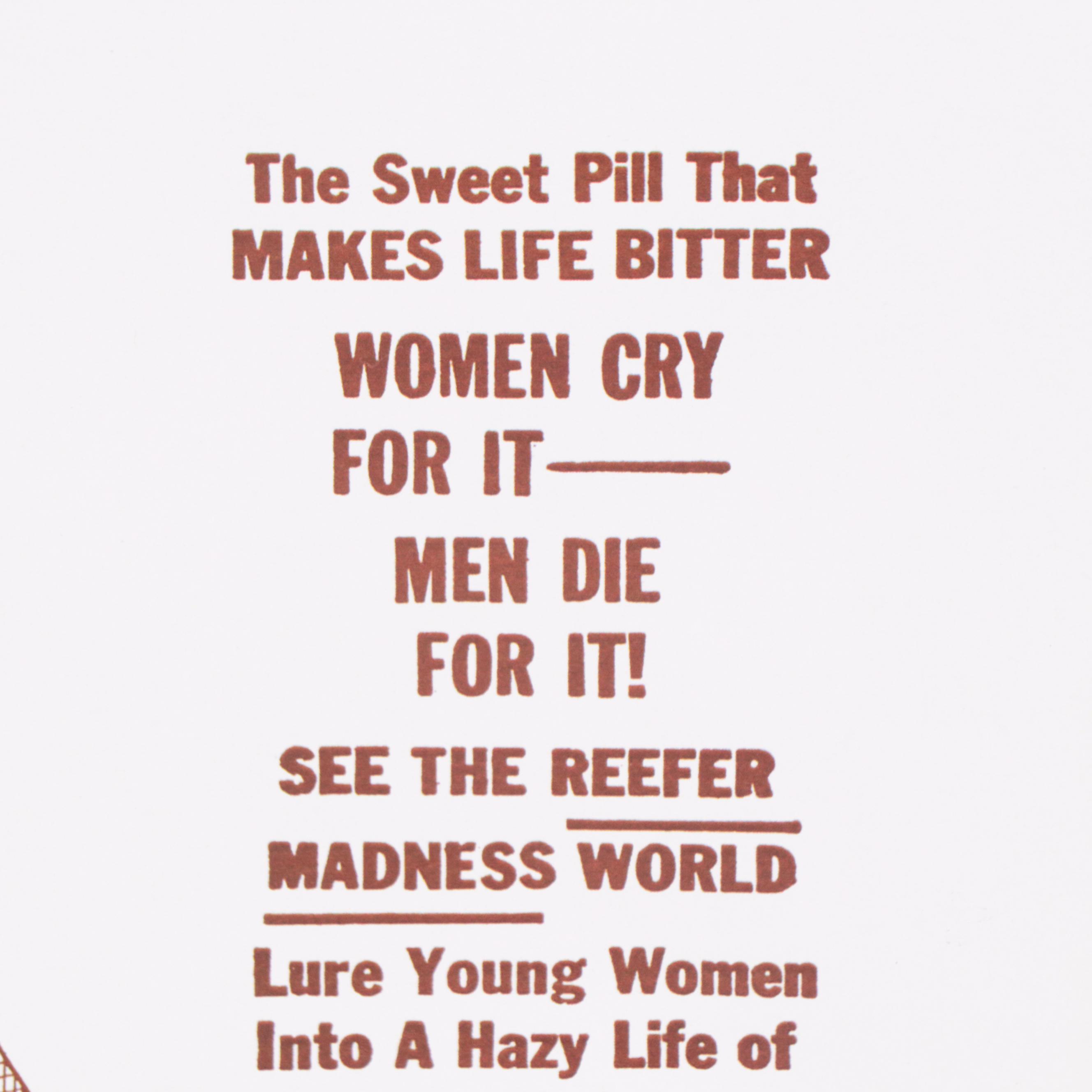 Offset Lithograph After Marijuana Propaganda Movie Poster "Reefer Madness"