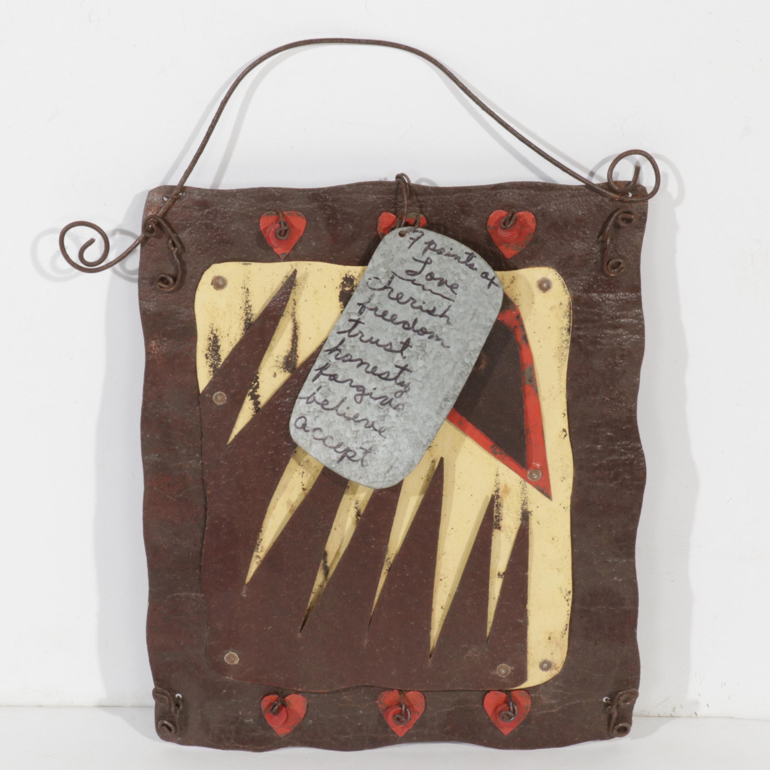 Kathryn Arnett Folk Art Hand-Painted Metal Hanging Assemblages