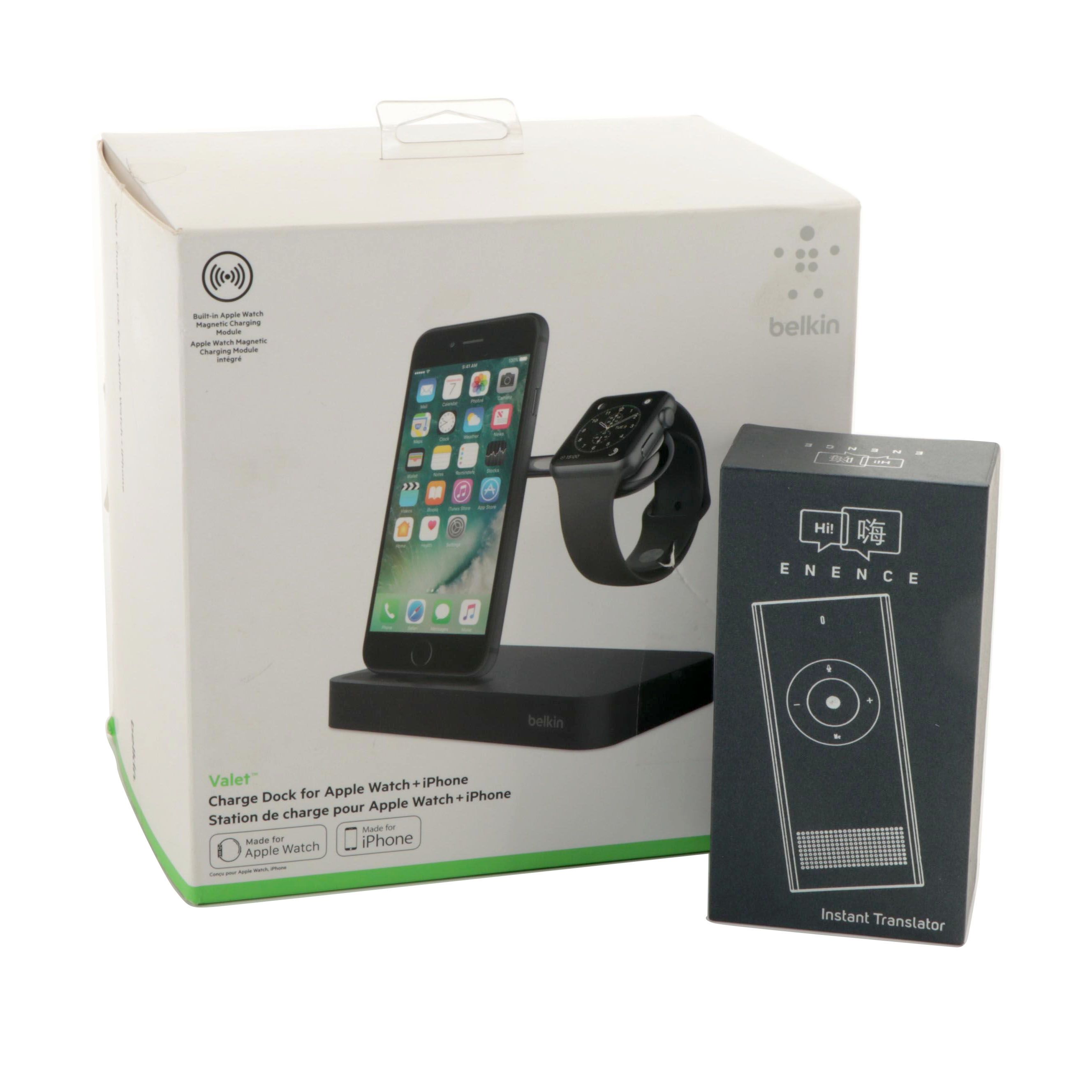 Belkin Valet Apple Watch and iPhone Charging Dock with Enence Instant Translator