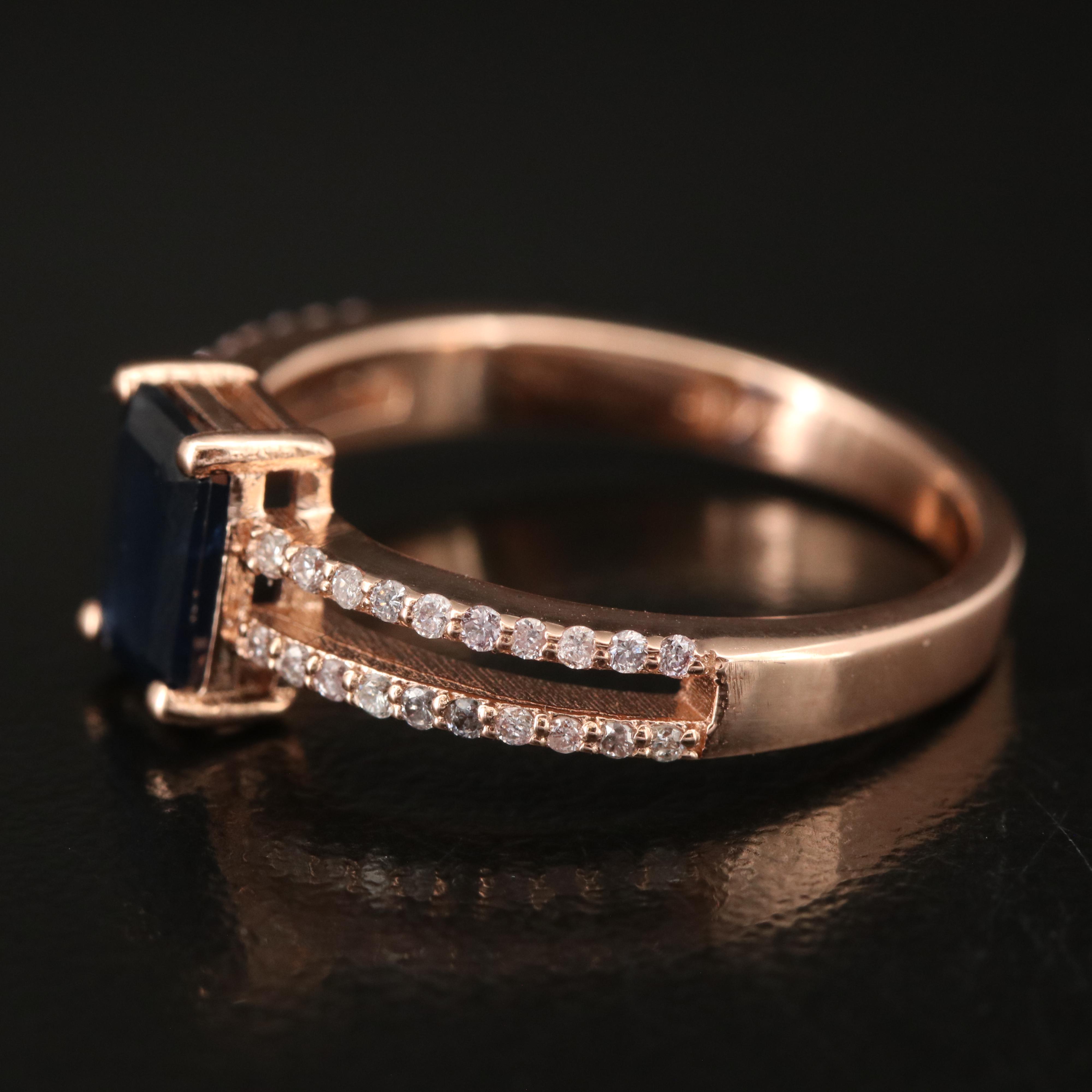 14K Rose Gold Sapphire and Diamond Ring