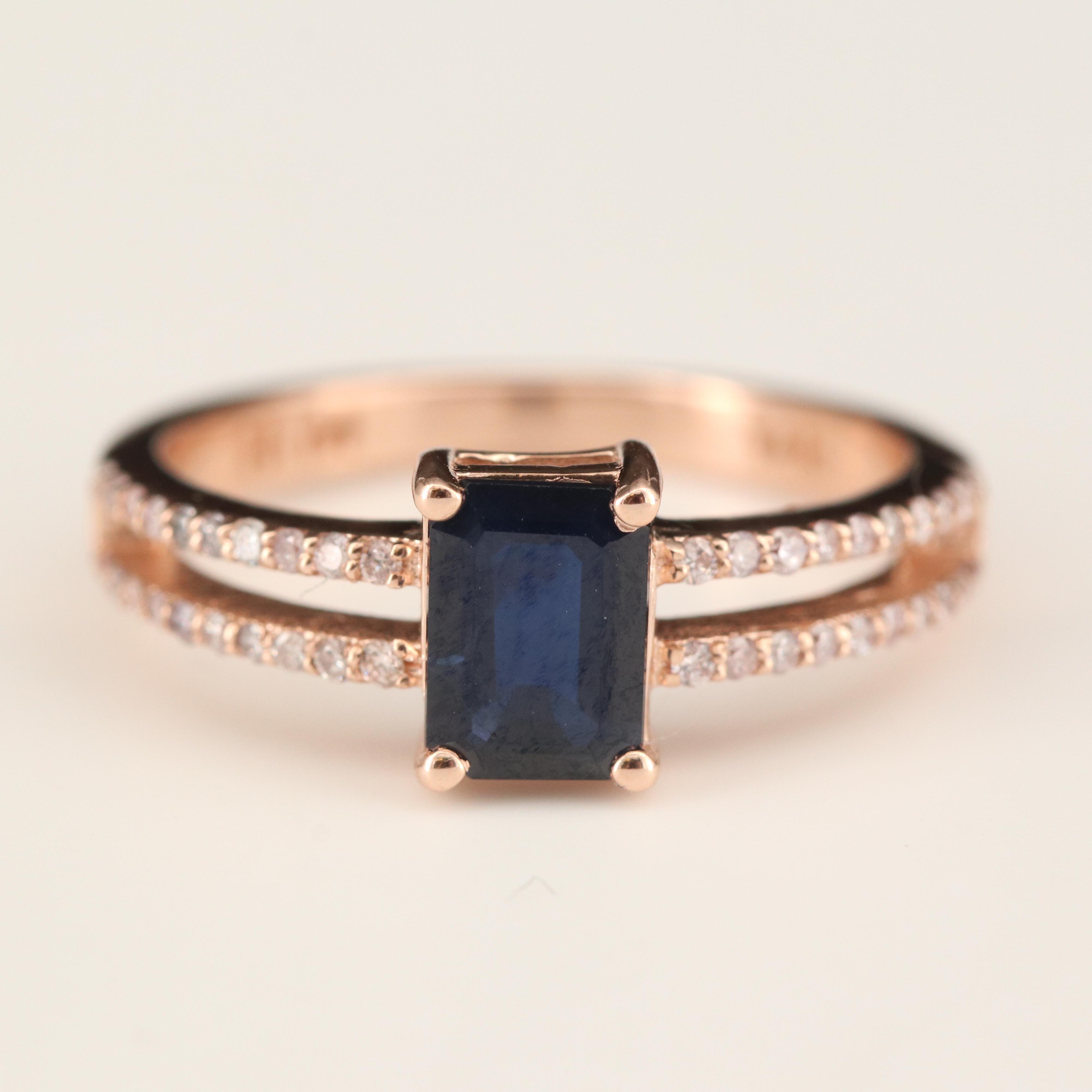 14K Rose Gold Sapphire and Diamond Ring