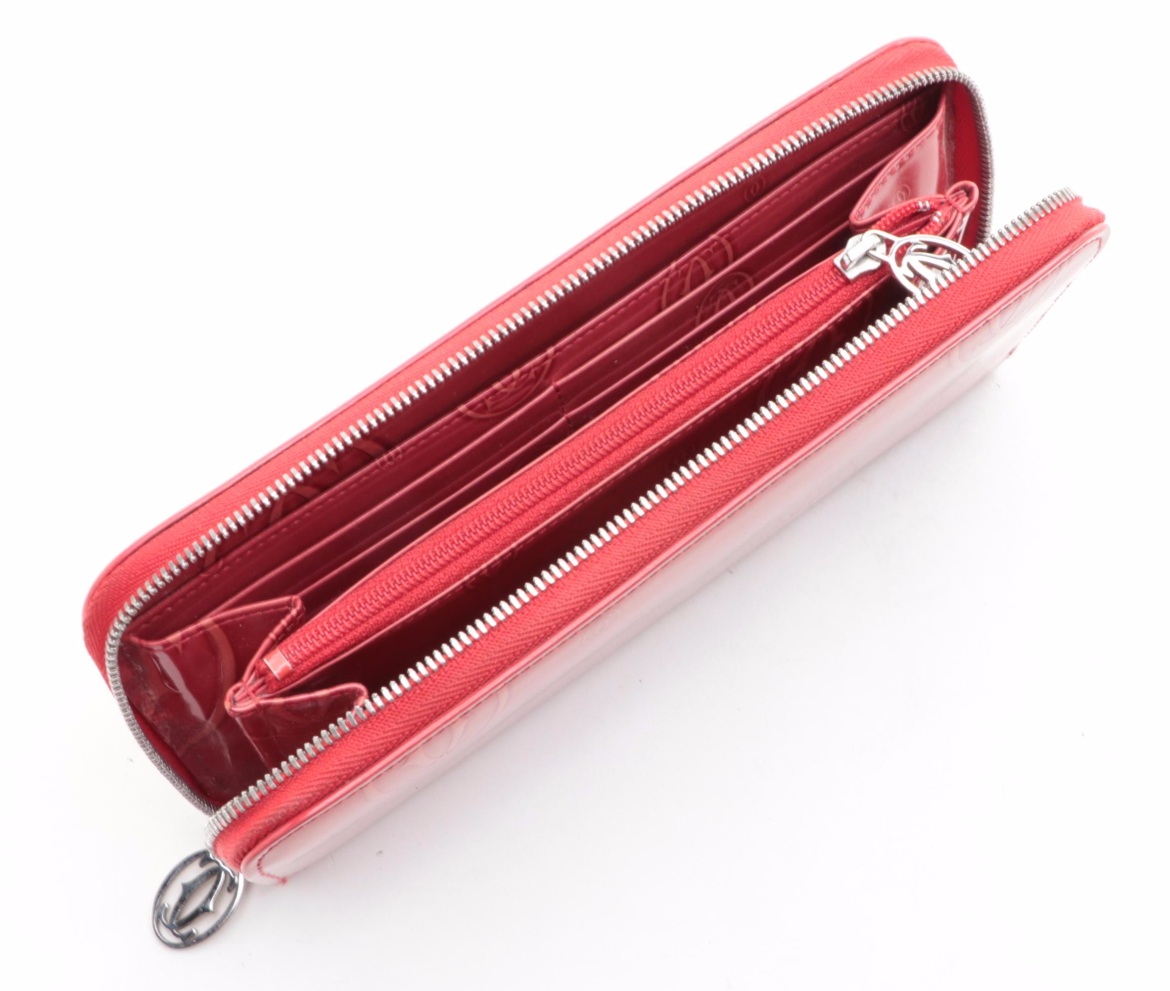 Cartier Embossed Leather Zip Wallet