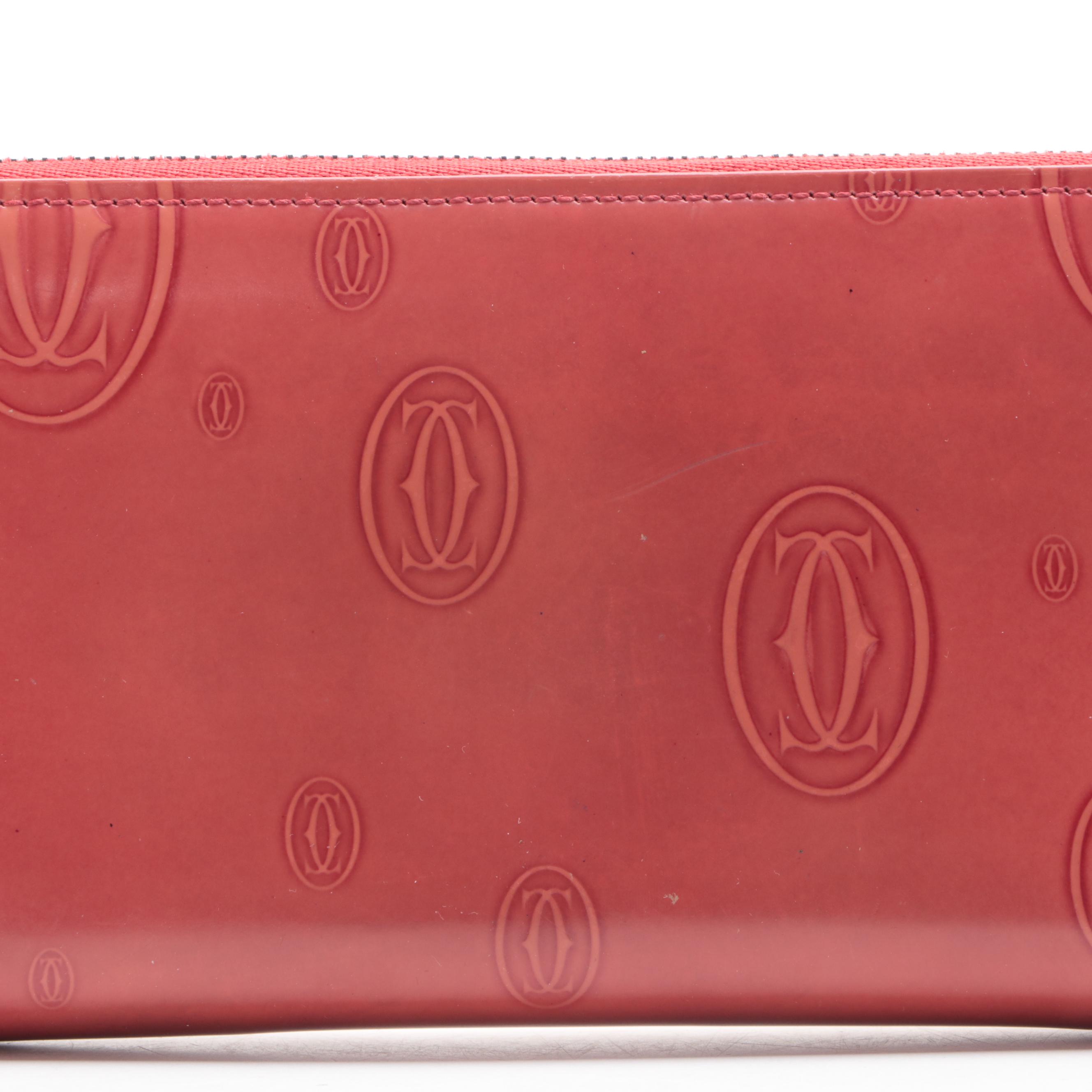 Cartier Embossed Leather Zip Wallet