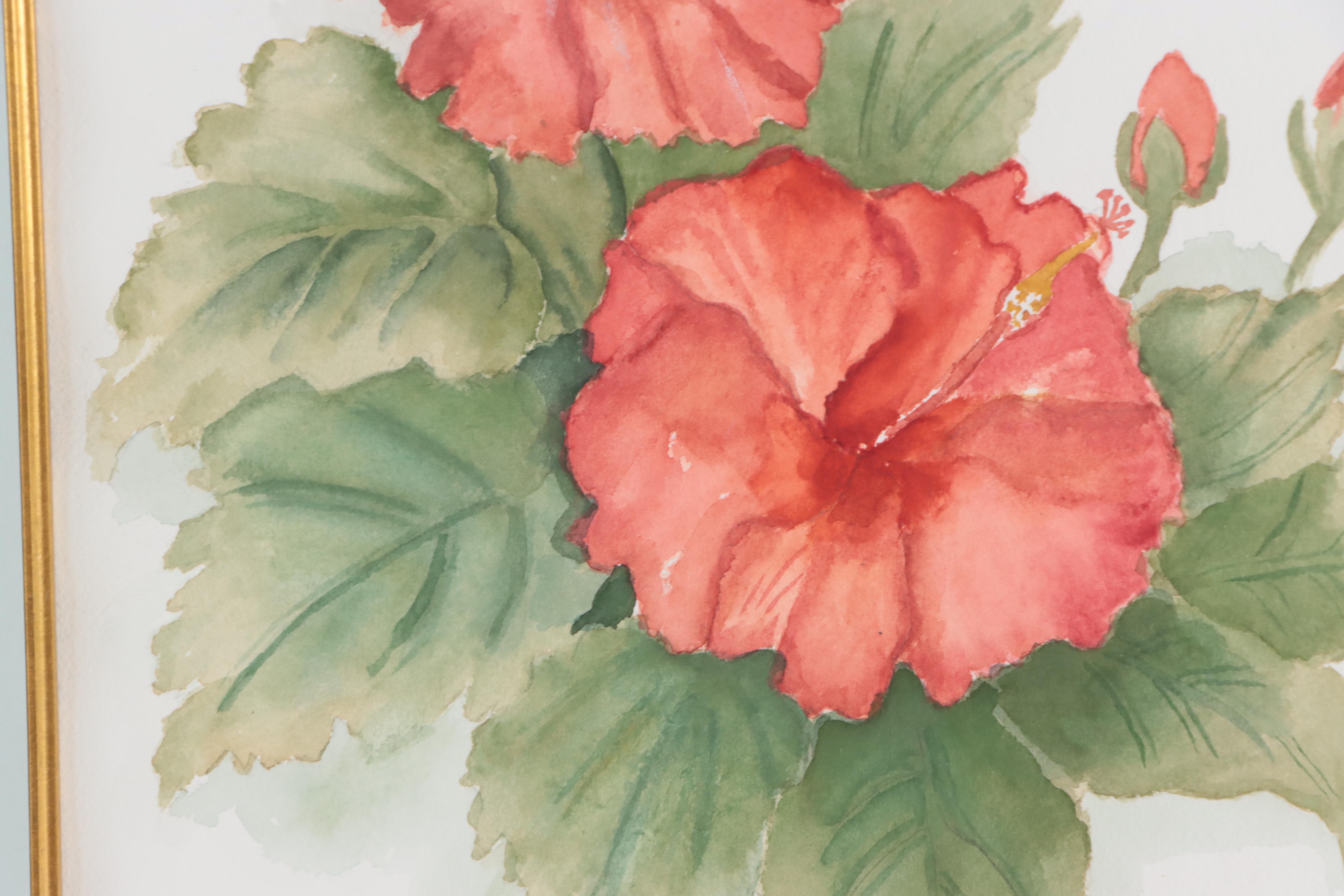 A. Lang Floral Watercolor Painting, 1996