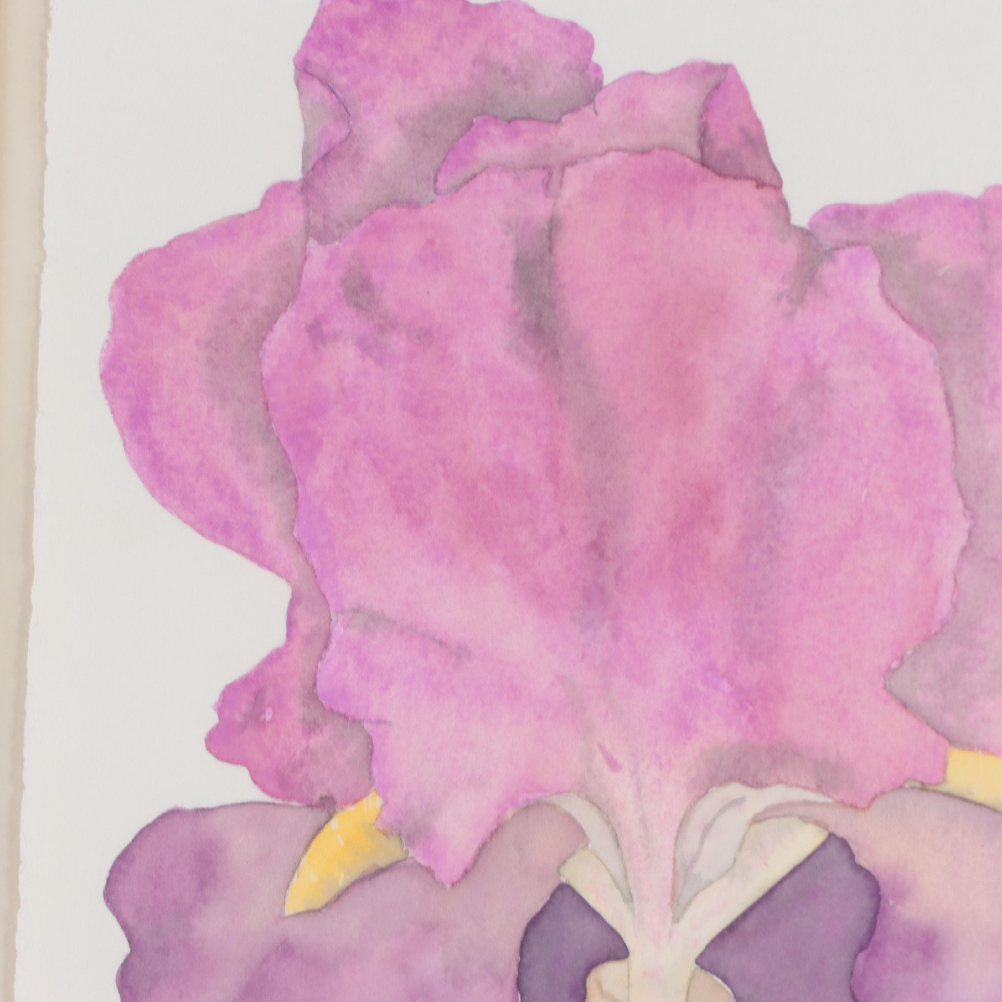 Elsa Morris Watercolor Painting of Iris, Late 20th Century