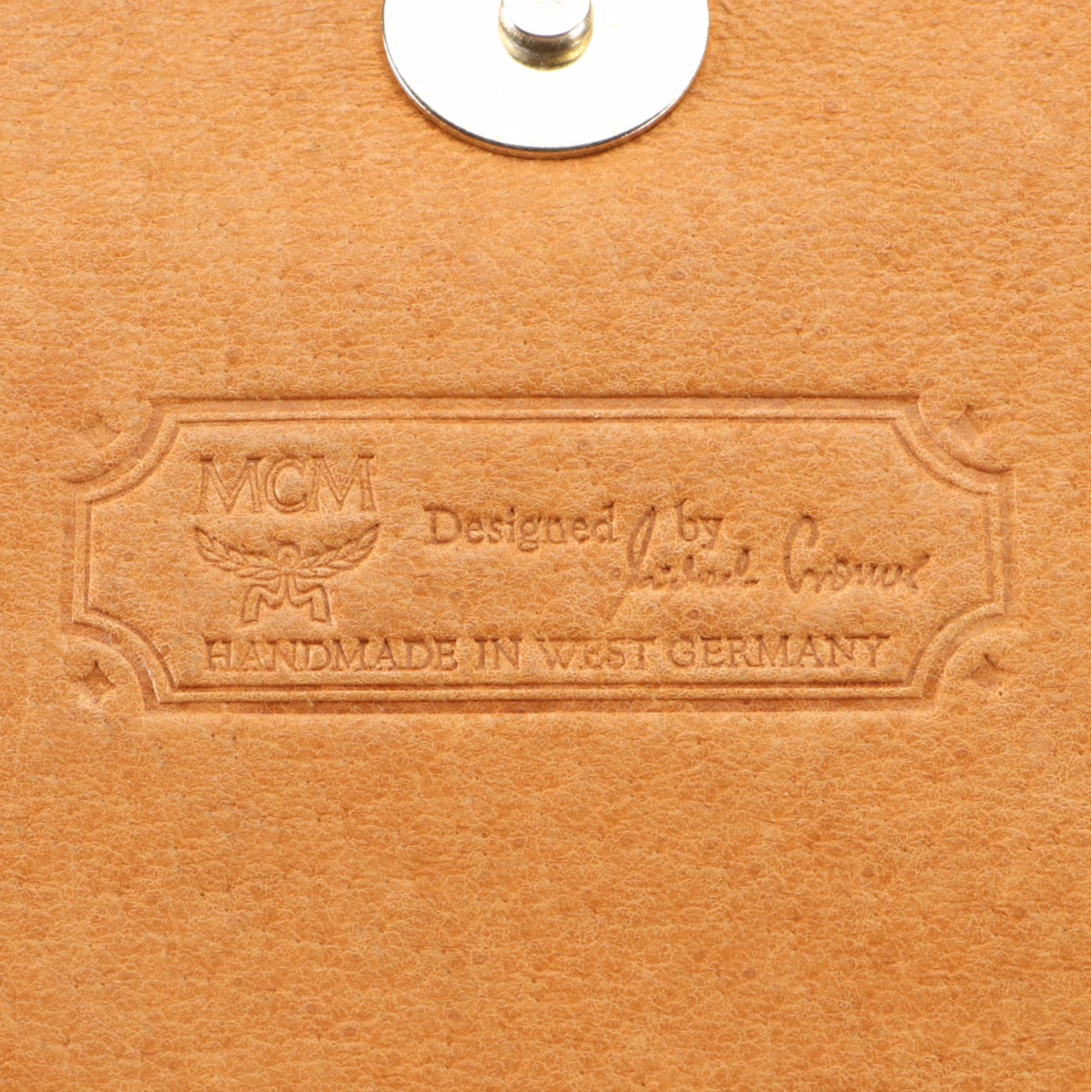 MCM Accordion-Style Crossbody Bag in Cognac Monogram Visetos and Leather