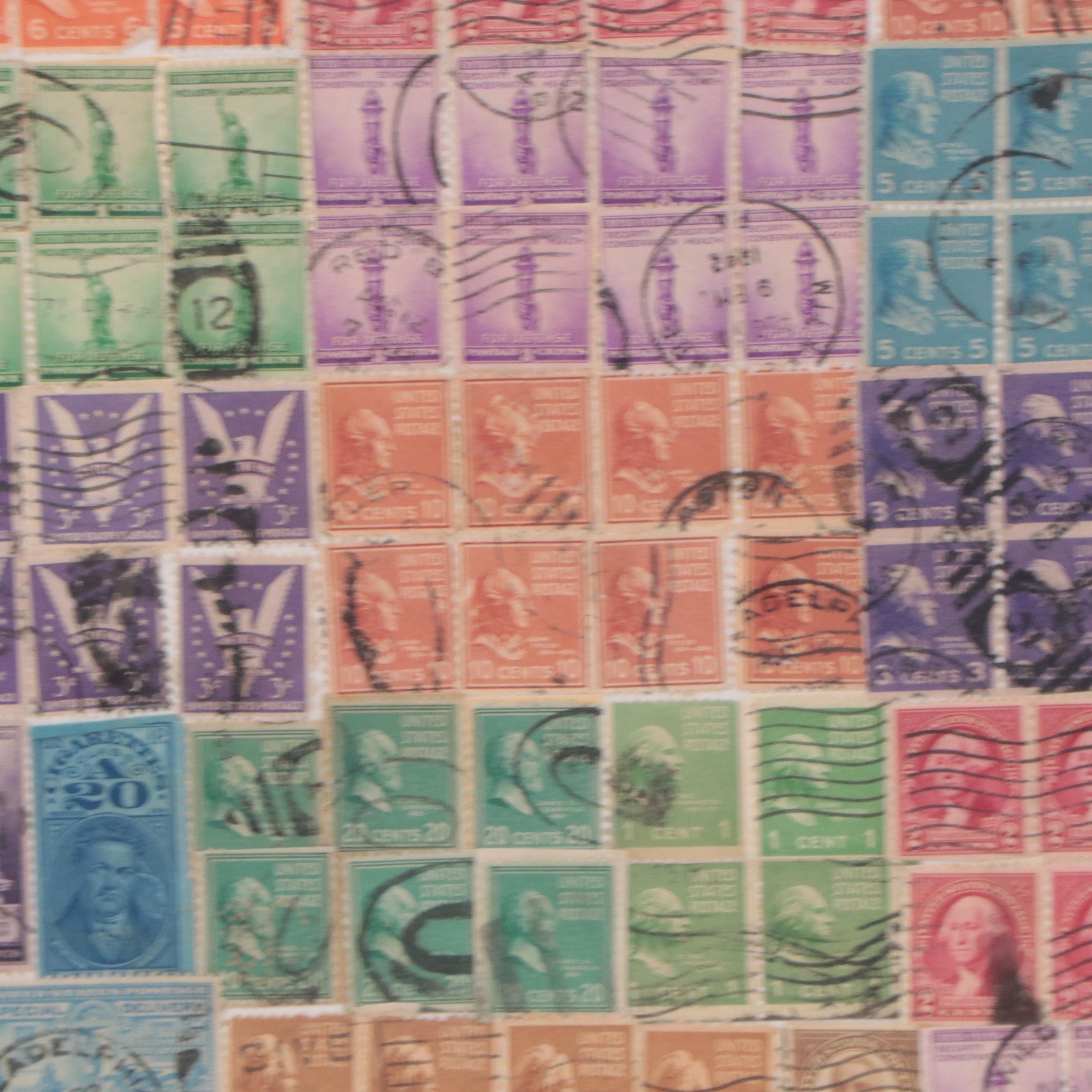 Framed Collection of Postmarked United States Stamps