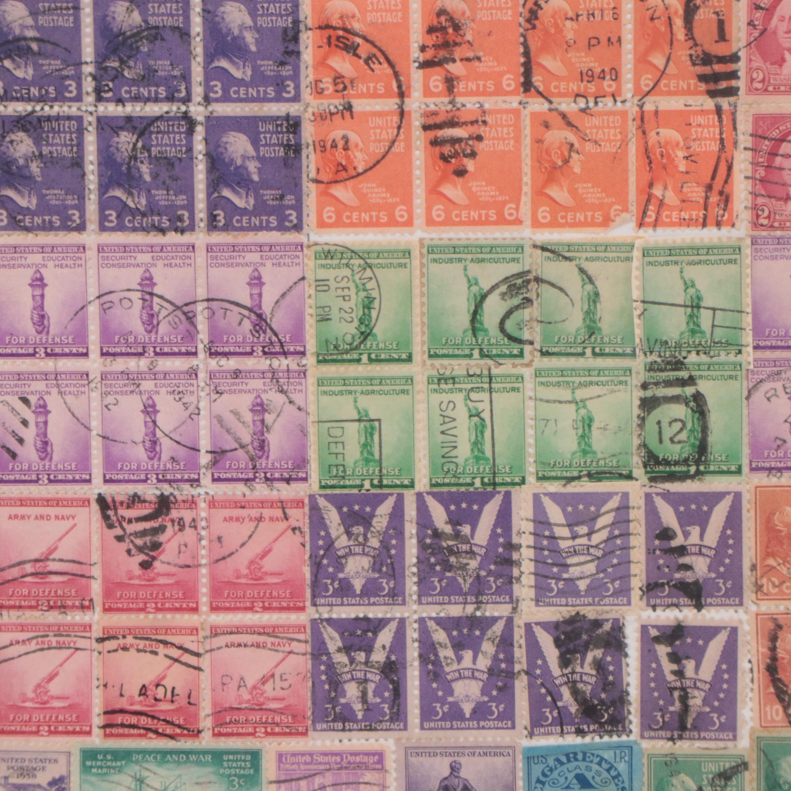 Framed Collection of Postmarked United States Stamps