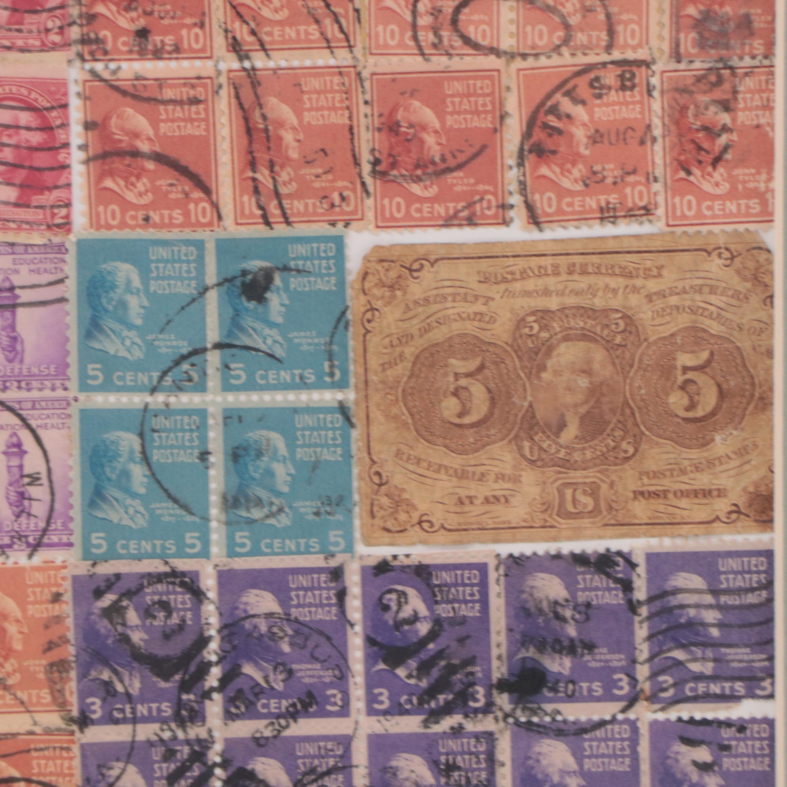Framed Collection of Postmarked United States Stamps
