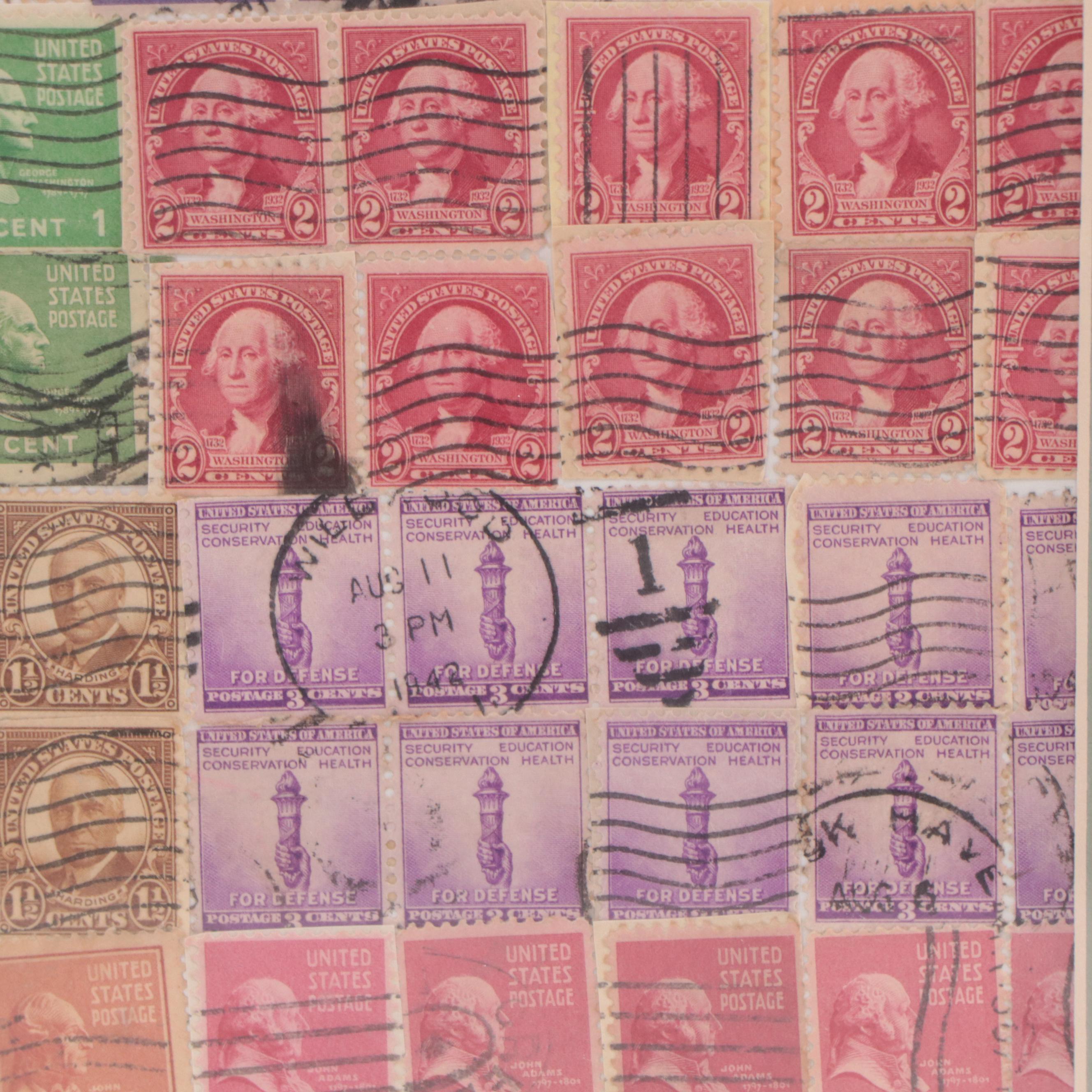 Framed Collection of Postmarked United States Stamps