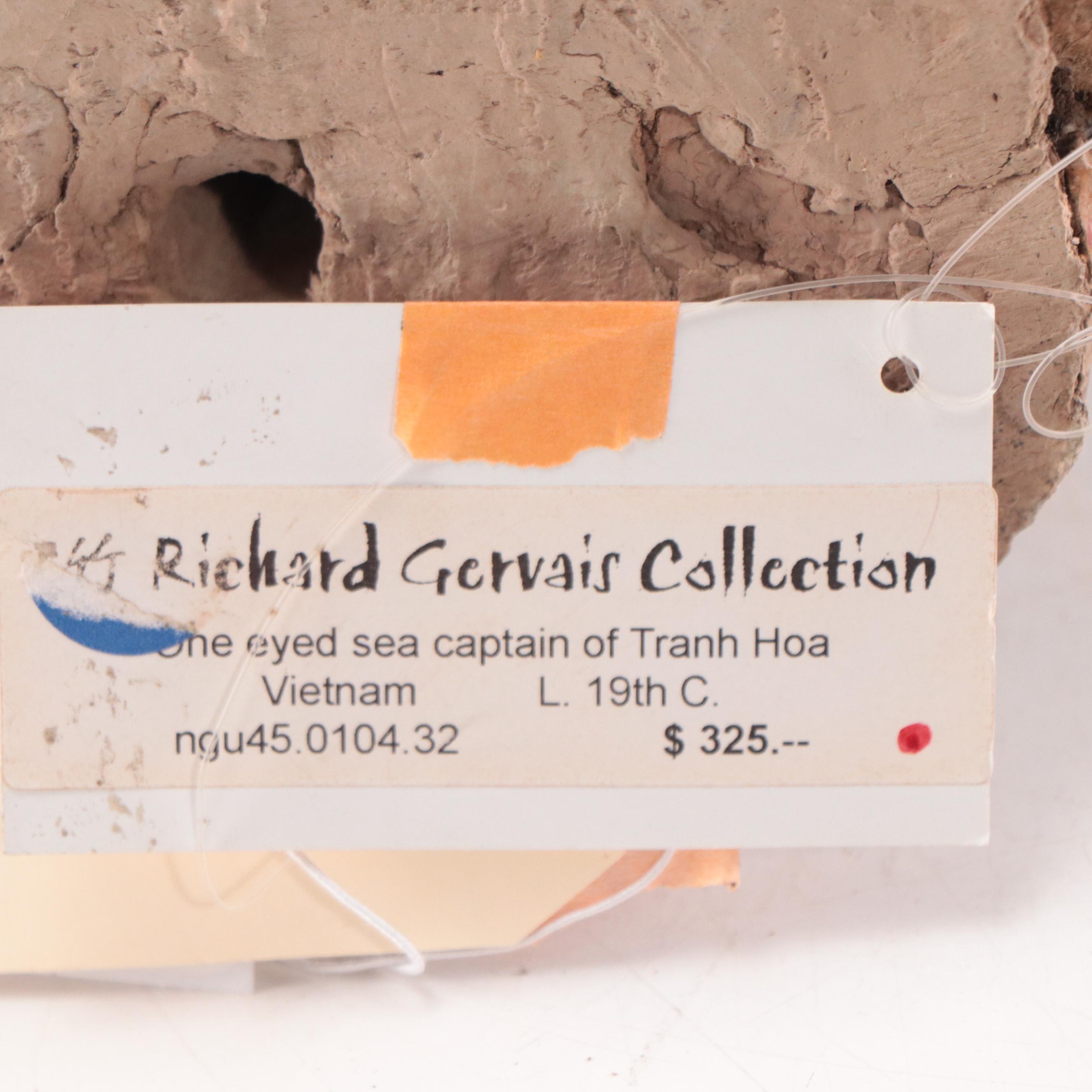 Vietnamese Lacquered Earthenware Tranh Hoa Warrior Figure, Late 19th Century