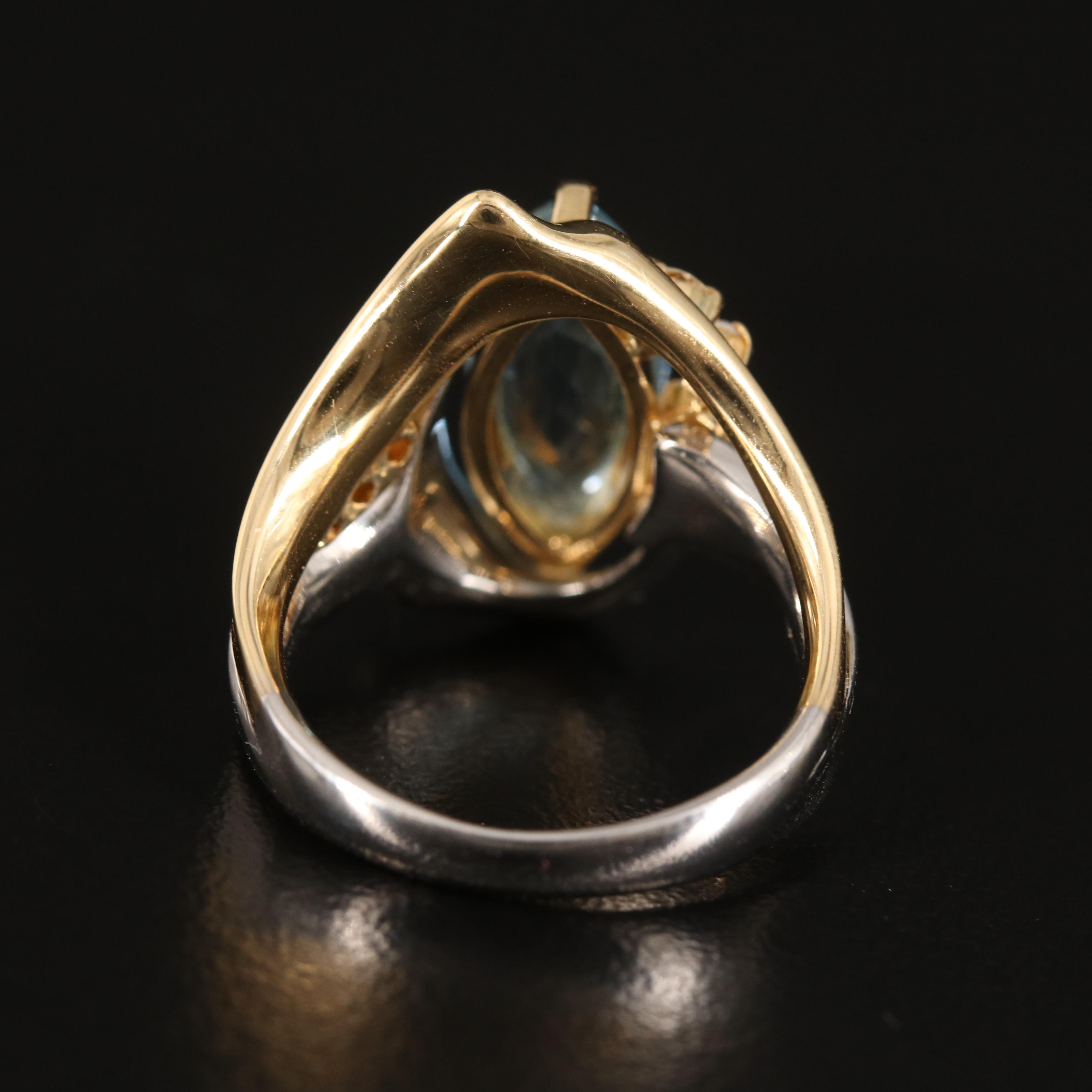 18K and Platinum Aquamarine and Diamond Ring