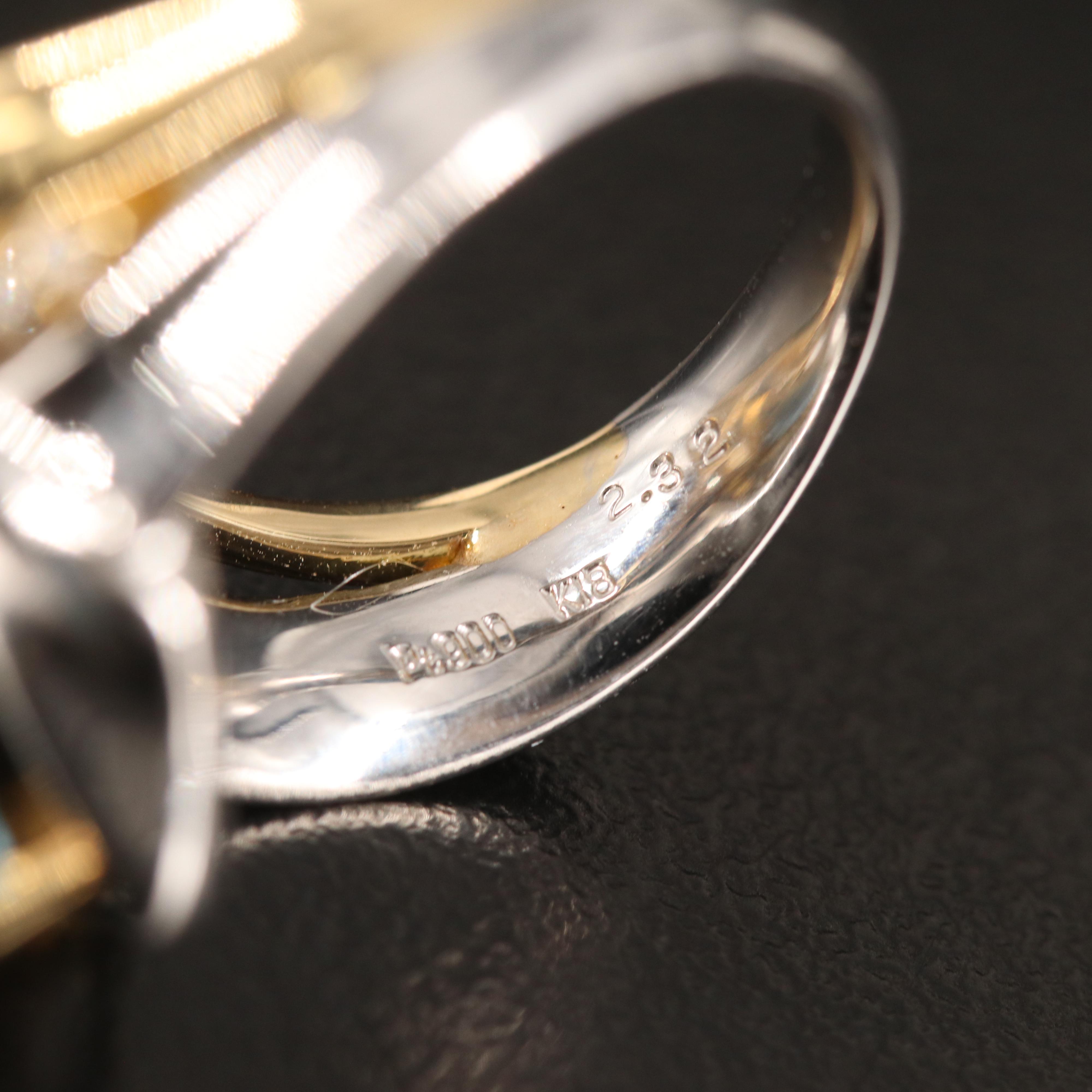 18K and Platinum Aquamarine and Diamond Ring