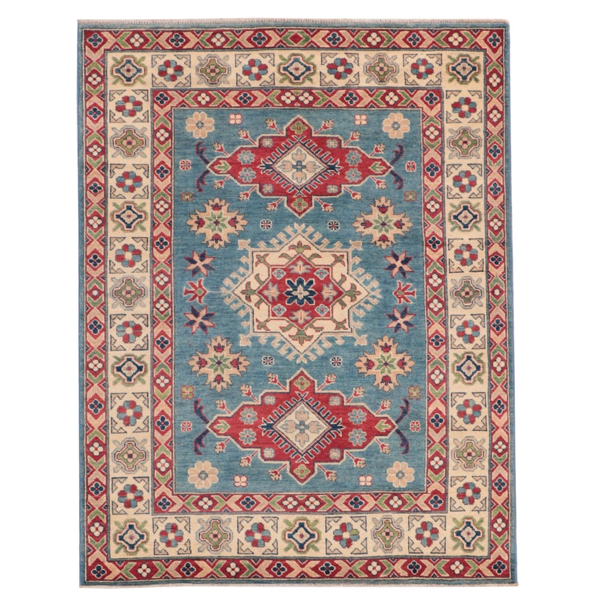 5' x 6'7 Hand-Knotted Pakistani Kazak-Style Area Rug