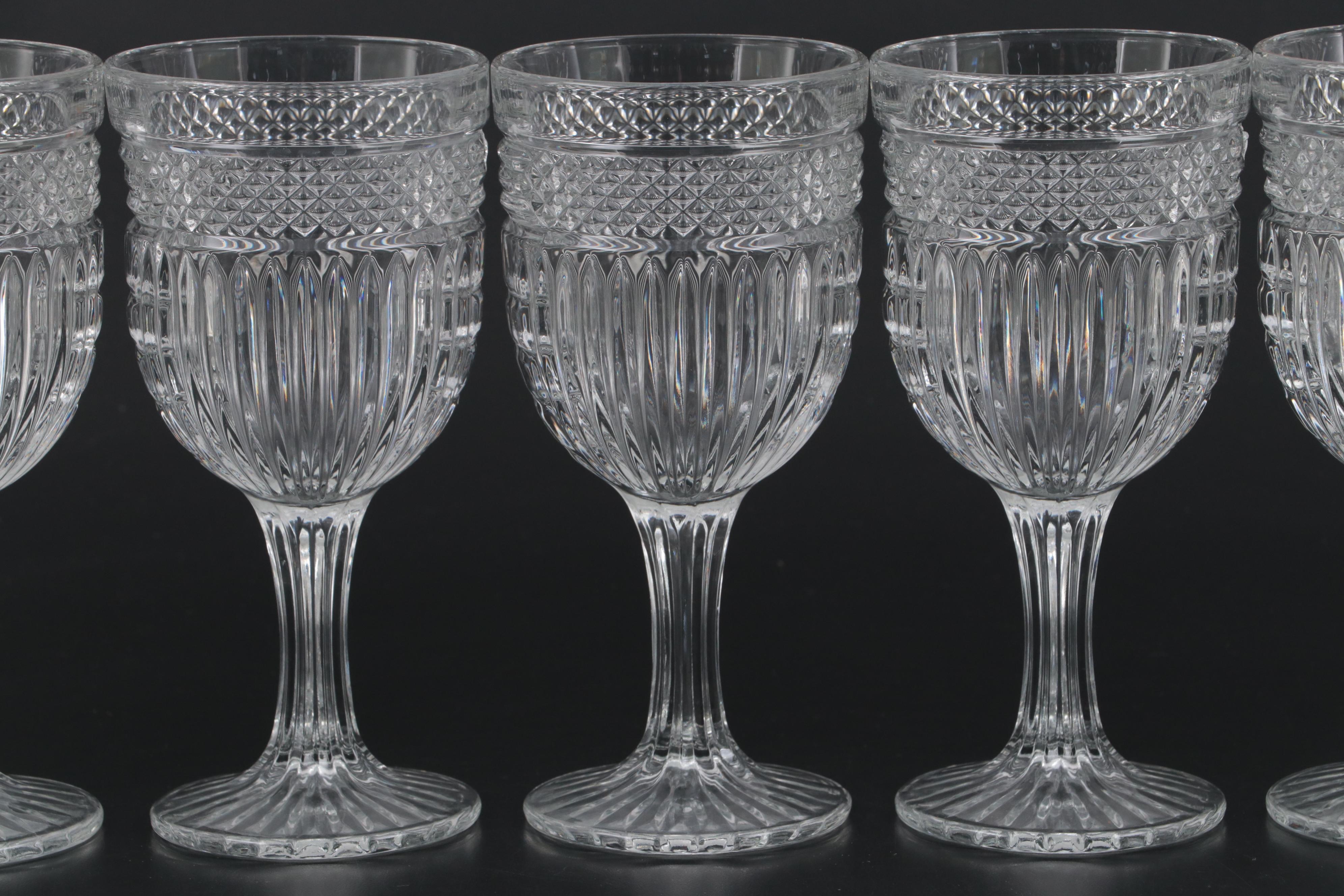 Libbey "Radiant" Clear Pressed Glass Wine Glasses