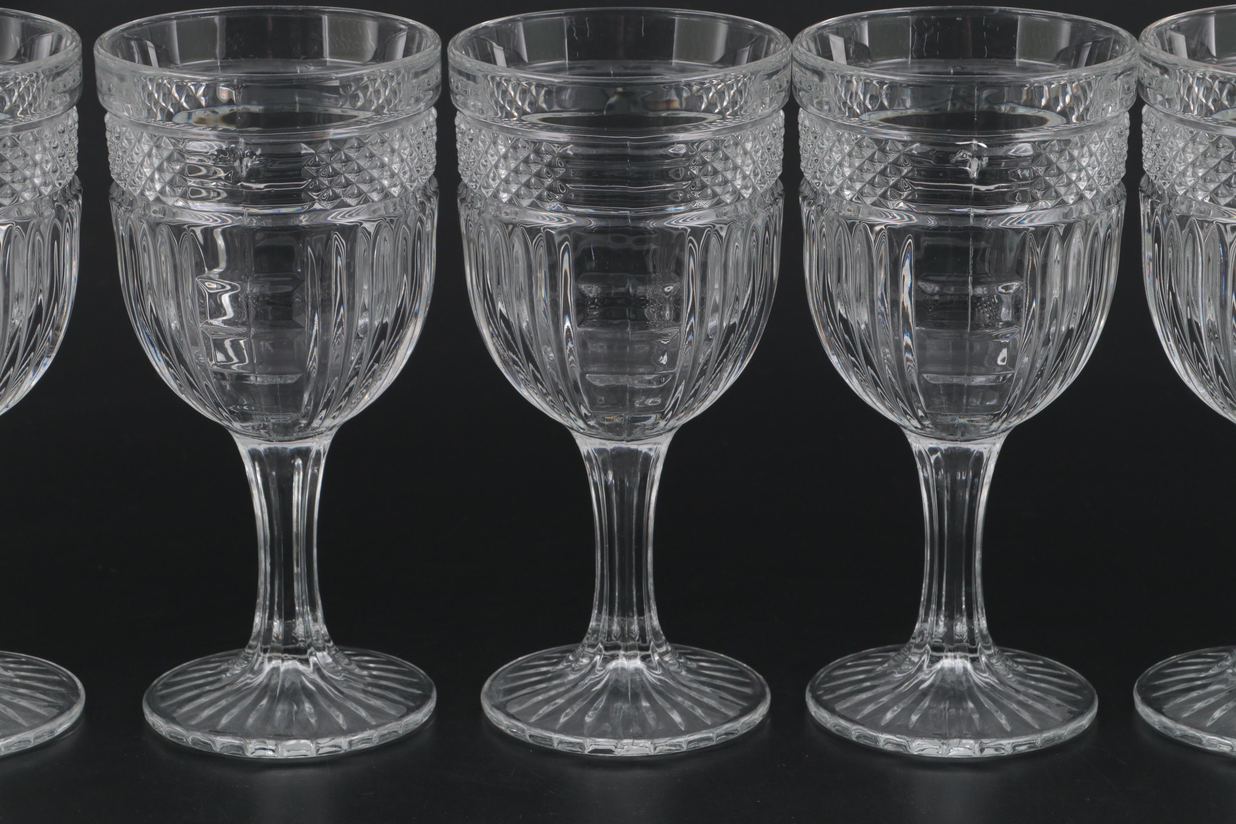 Libbey "Radiant" Clear Pressed Glass Wine Glasses