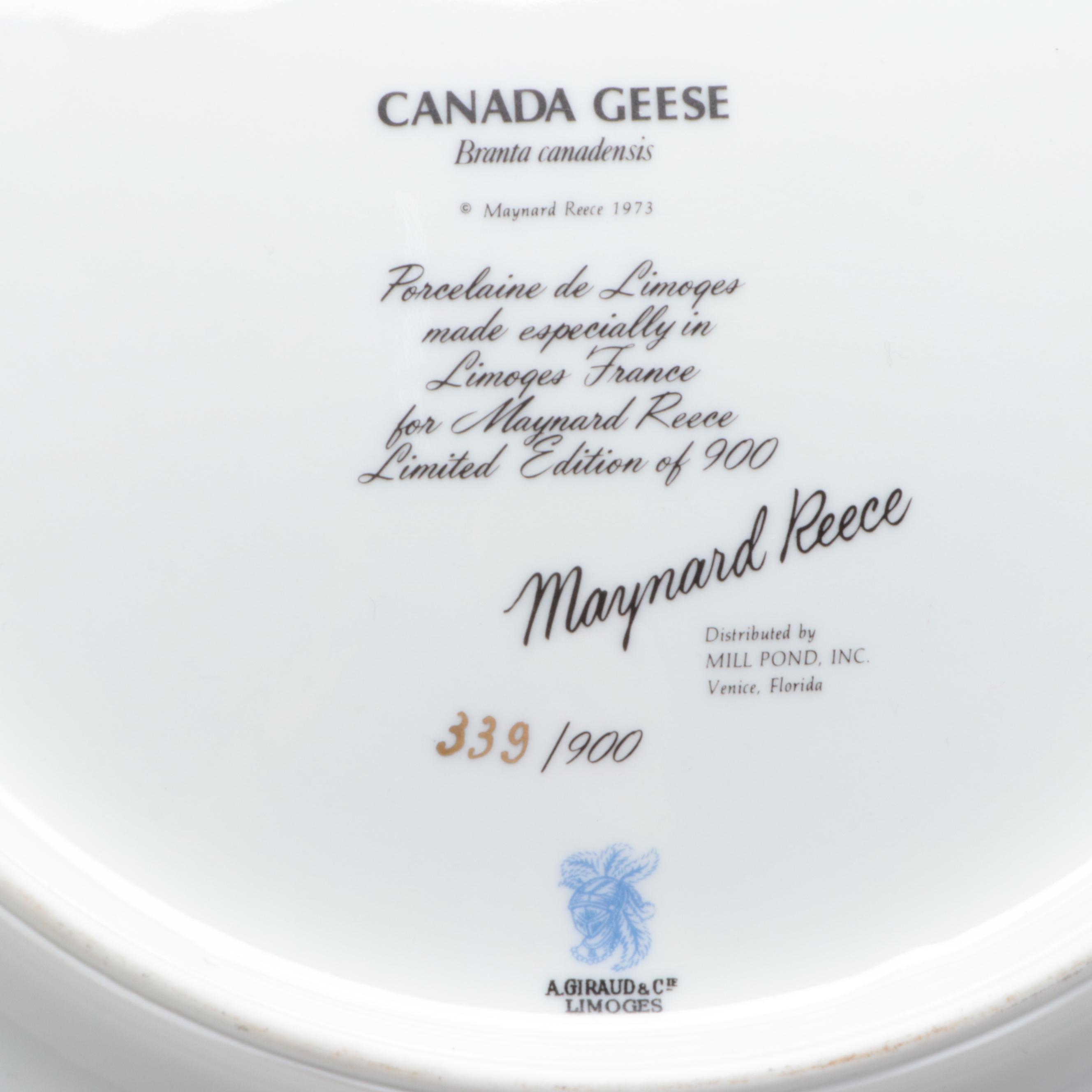 Ducks Unlimited Canada Geese Fruitwood Box with Porcelain Collector Plate