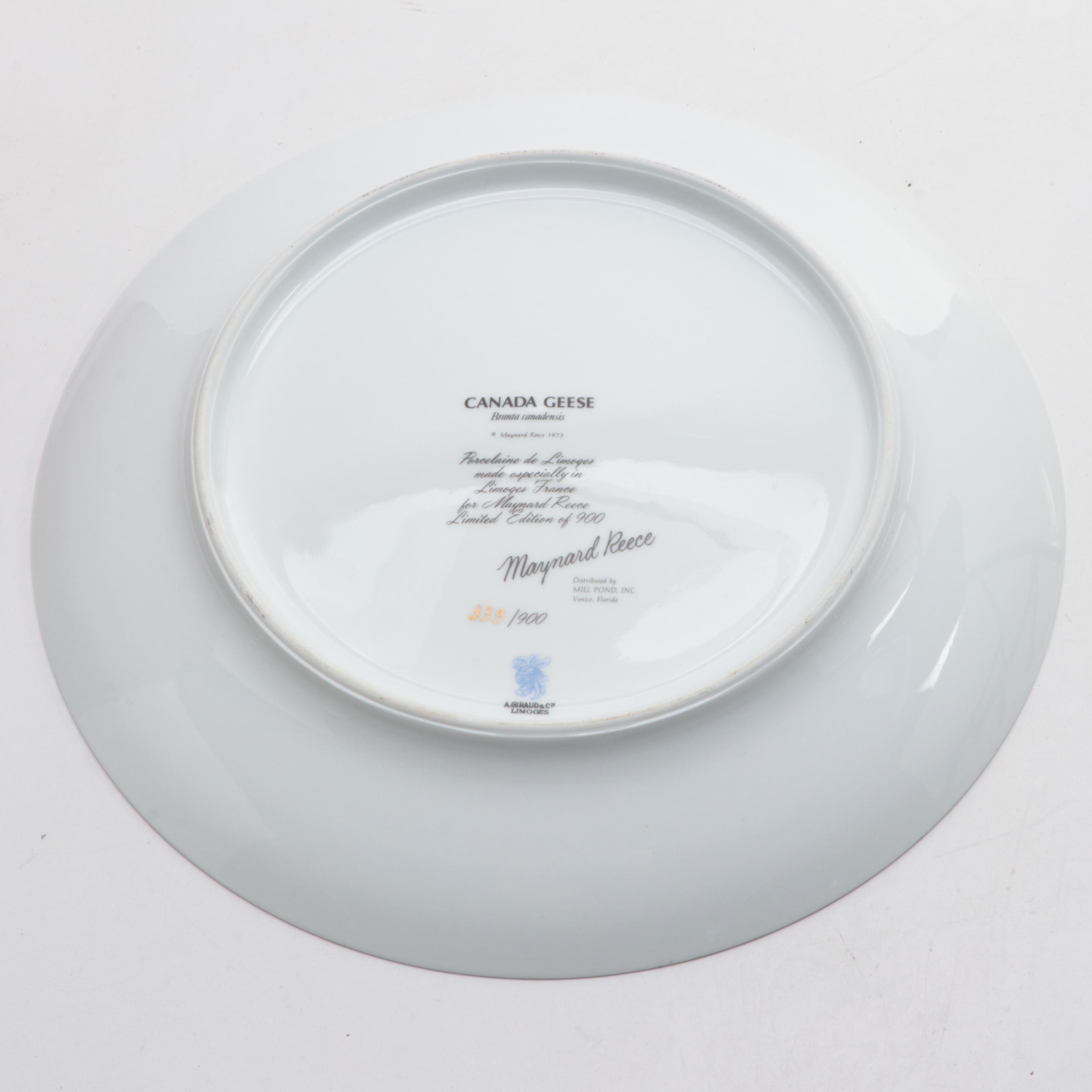 Ducks Unlimited Canada Geese Fruitwood Box with Porcelain Collector Plate