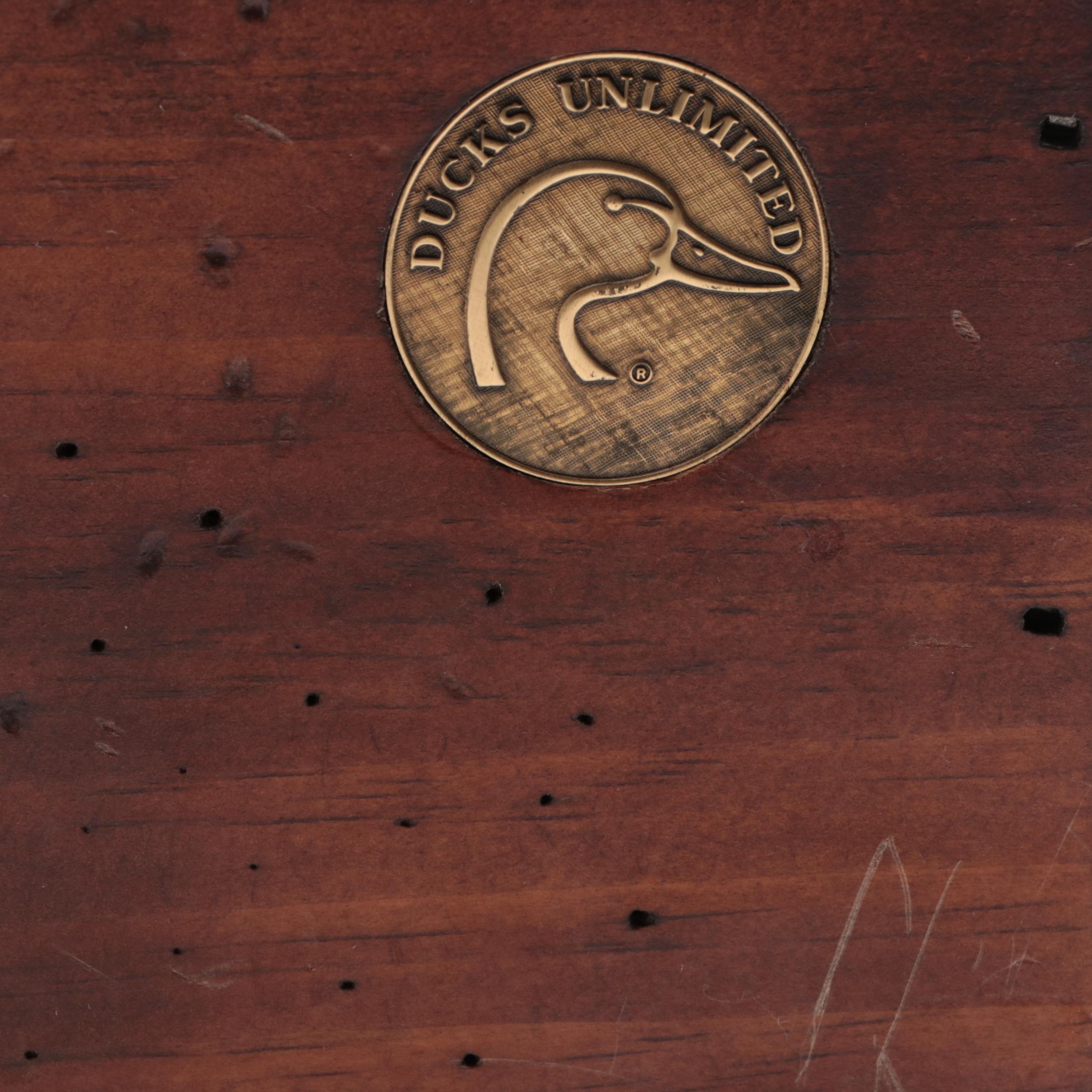 Ducks Unlimited Canada Geese Fruitwood Box with Porcelain Collector Plate