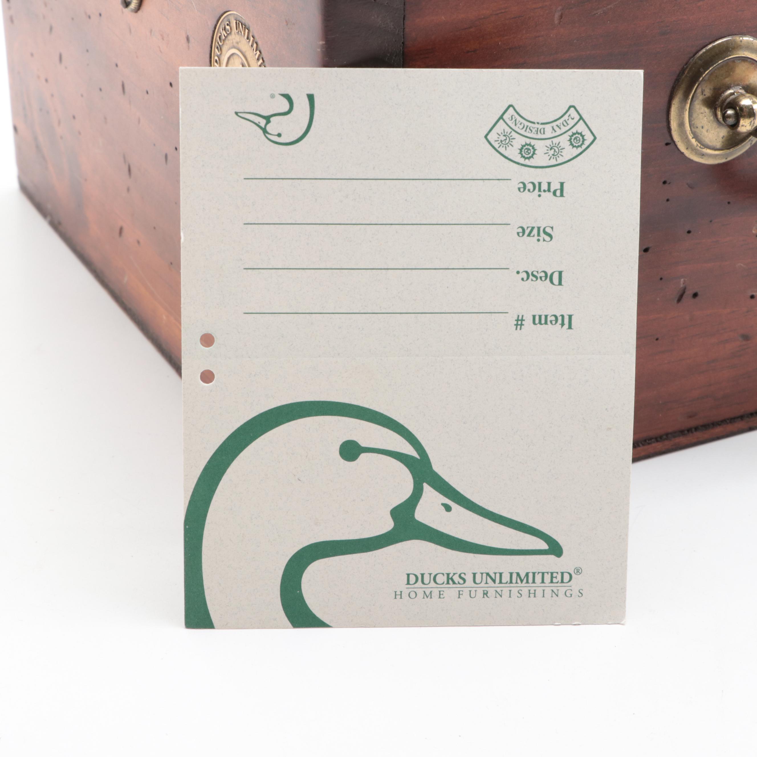 Ducks Unlimited Canada Geese Fruitwood Box with Porcelain Collector Plate