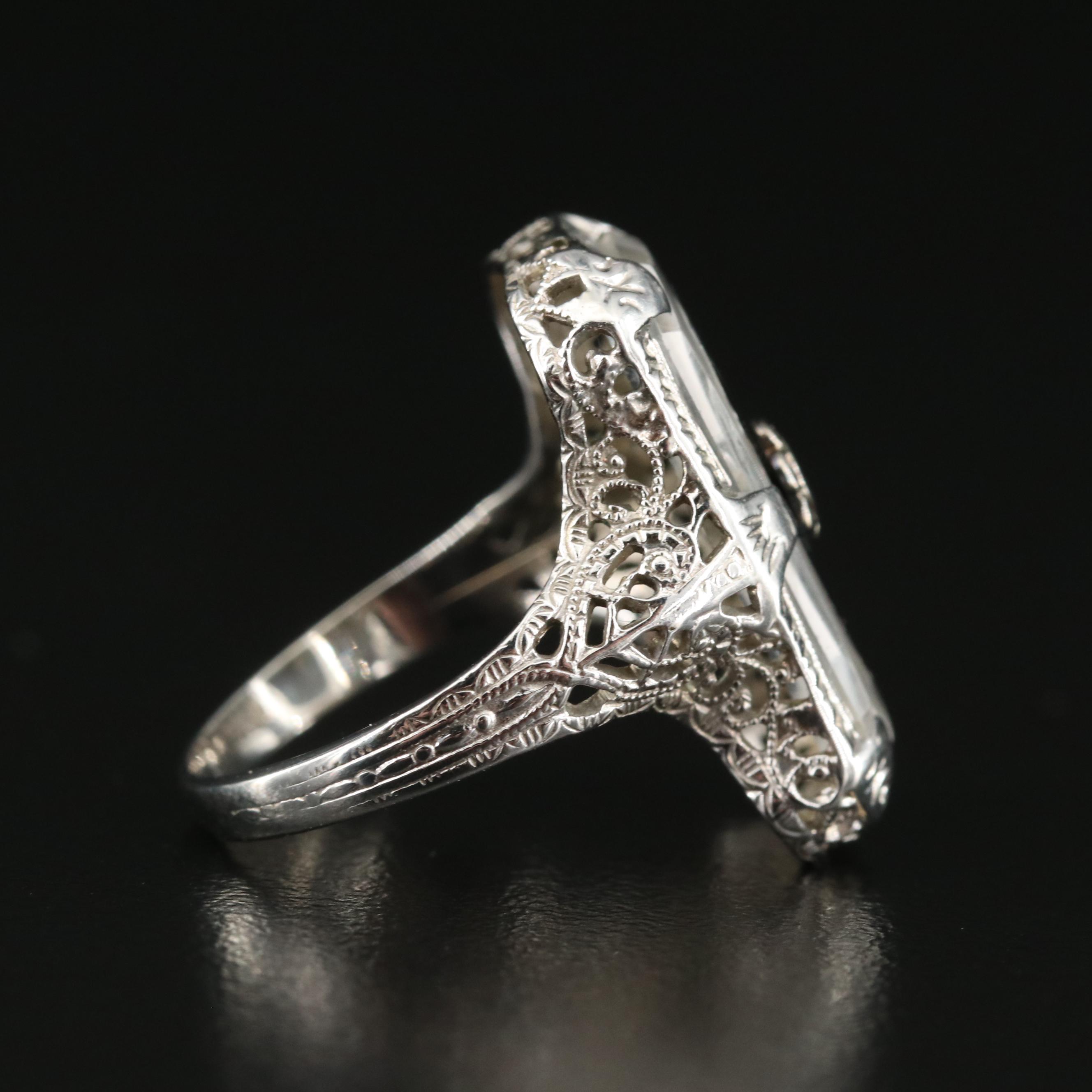 14K Black Onyx, Rose Quartz and Diamond Ring