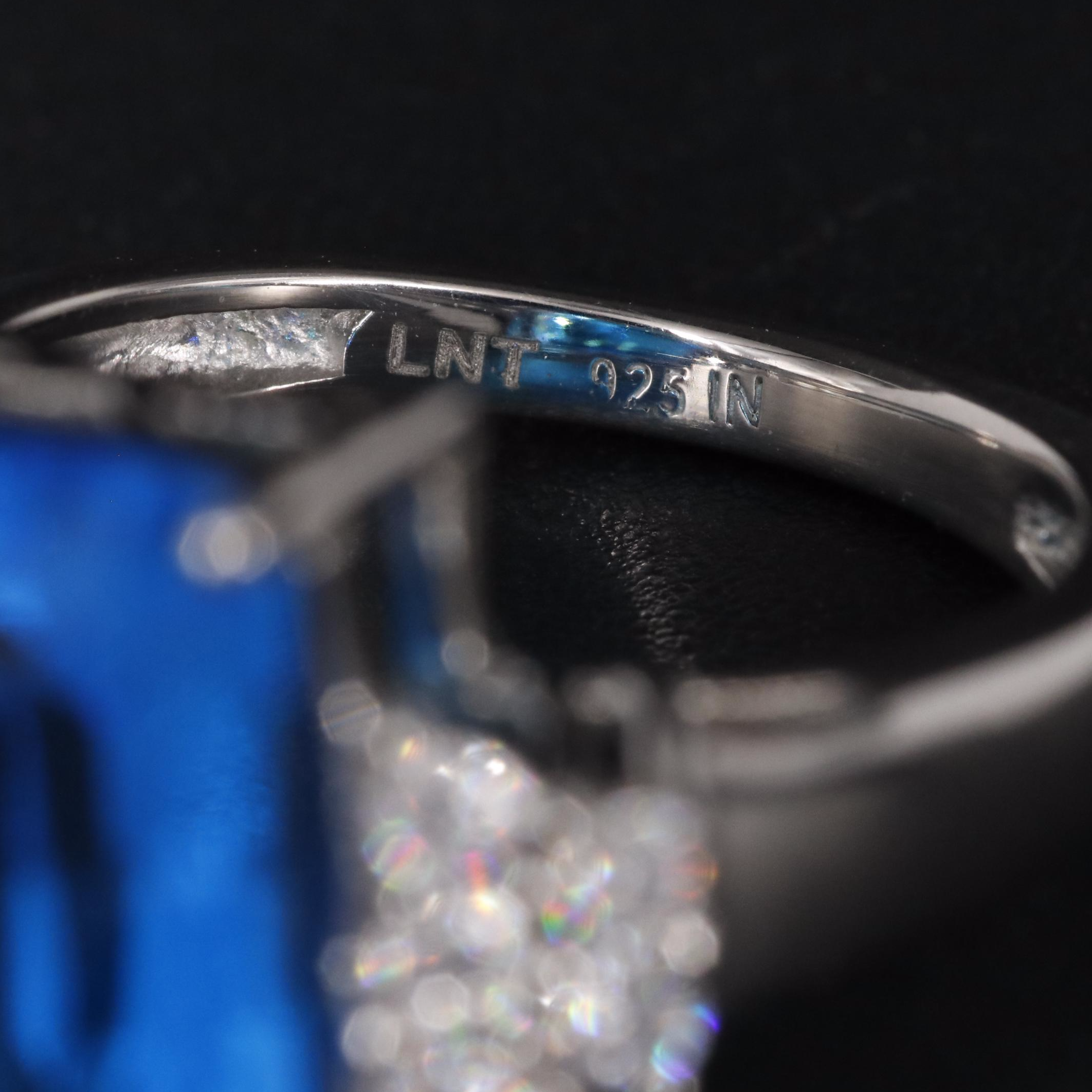 Sterling Blue Topaz with Cubic Zirconia Ring