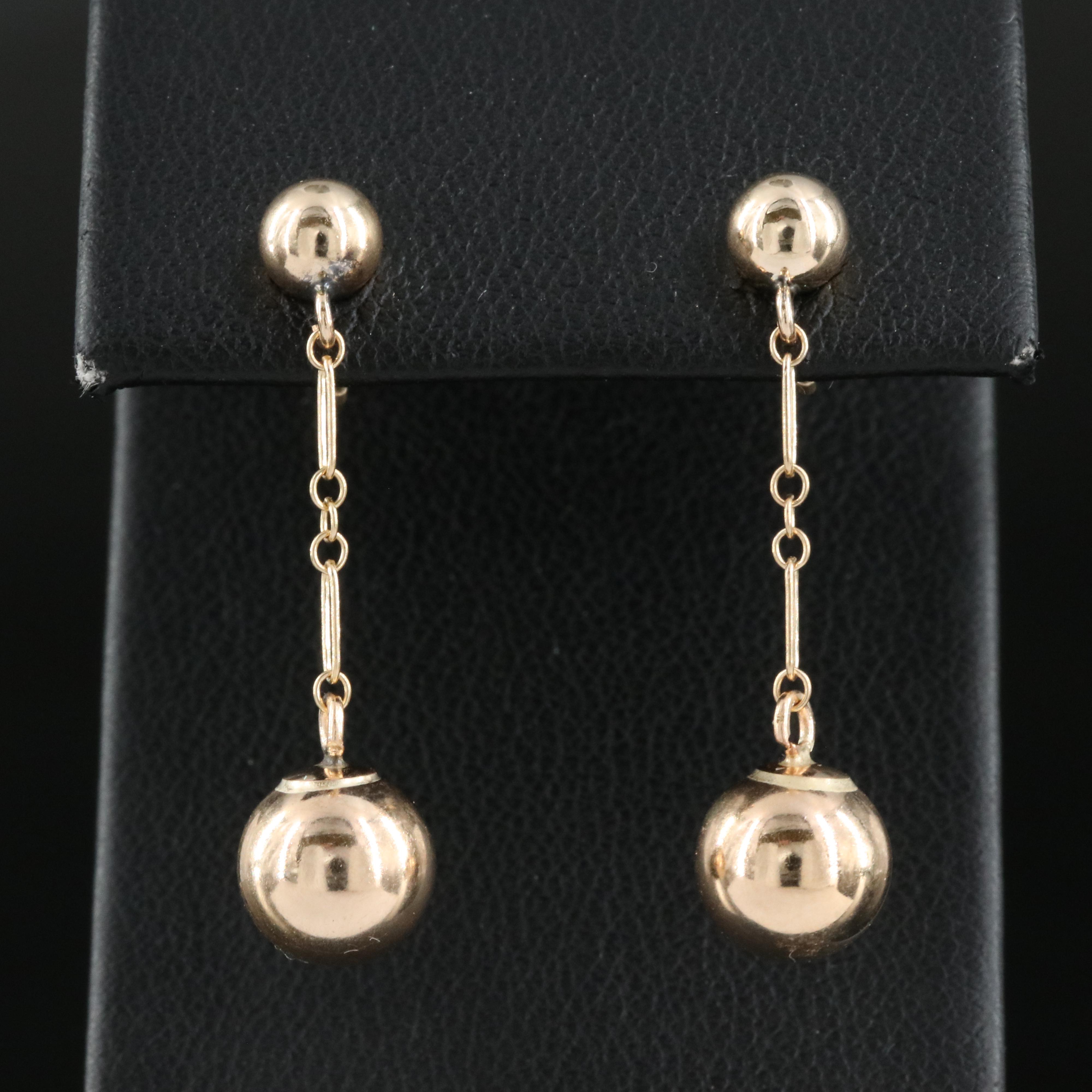 14K Sphere Drop Earrings