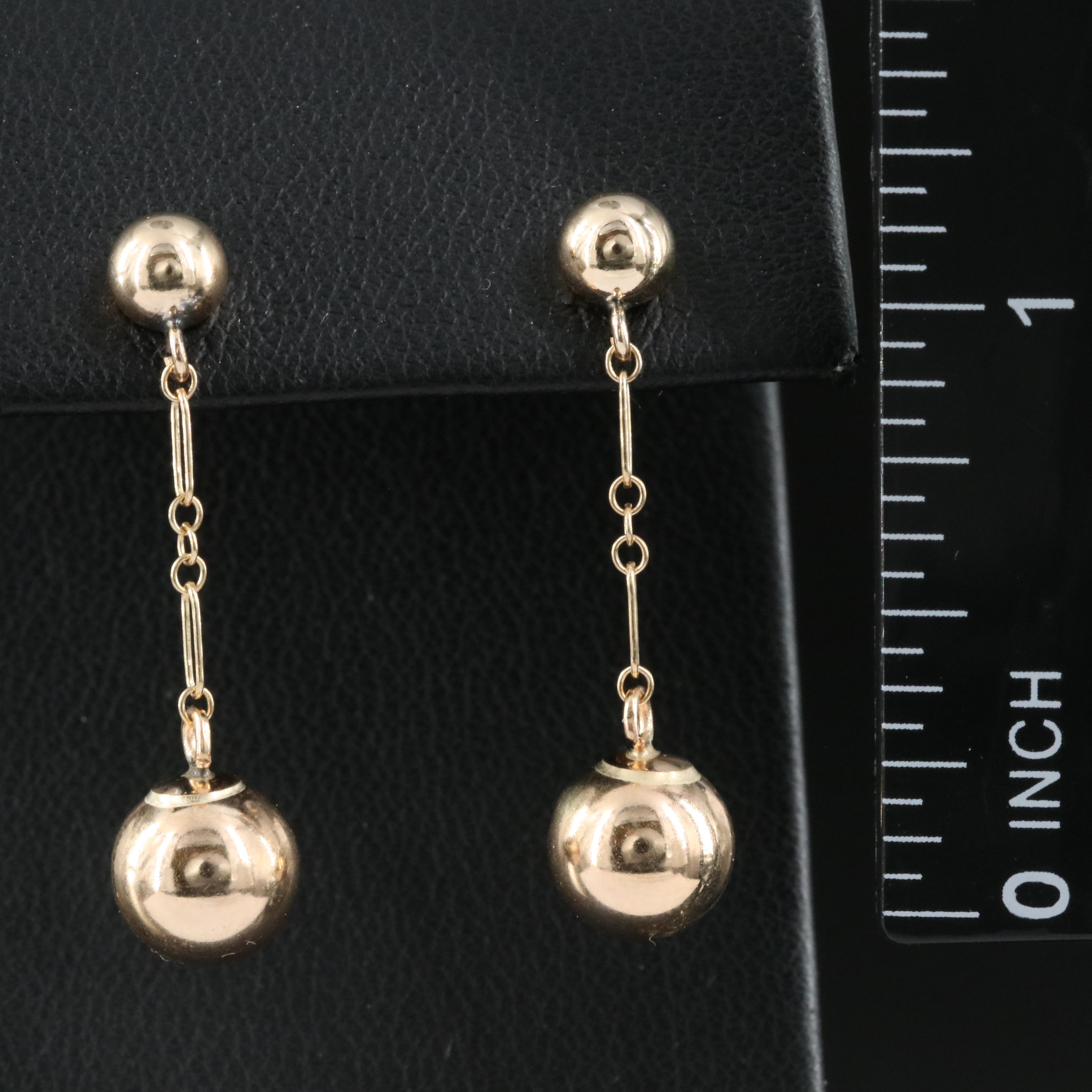 14K Sphere Drop Earrings