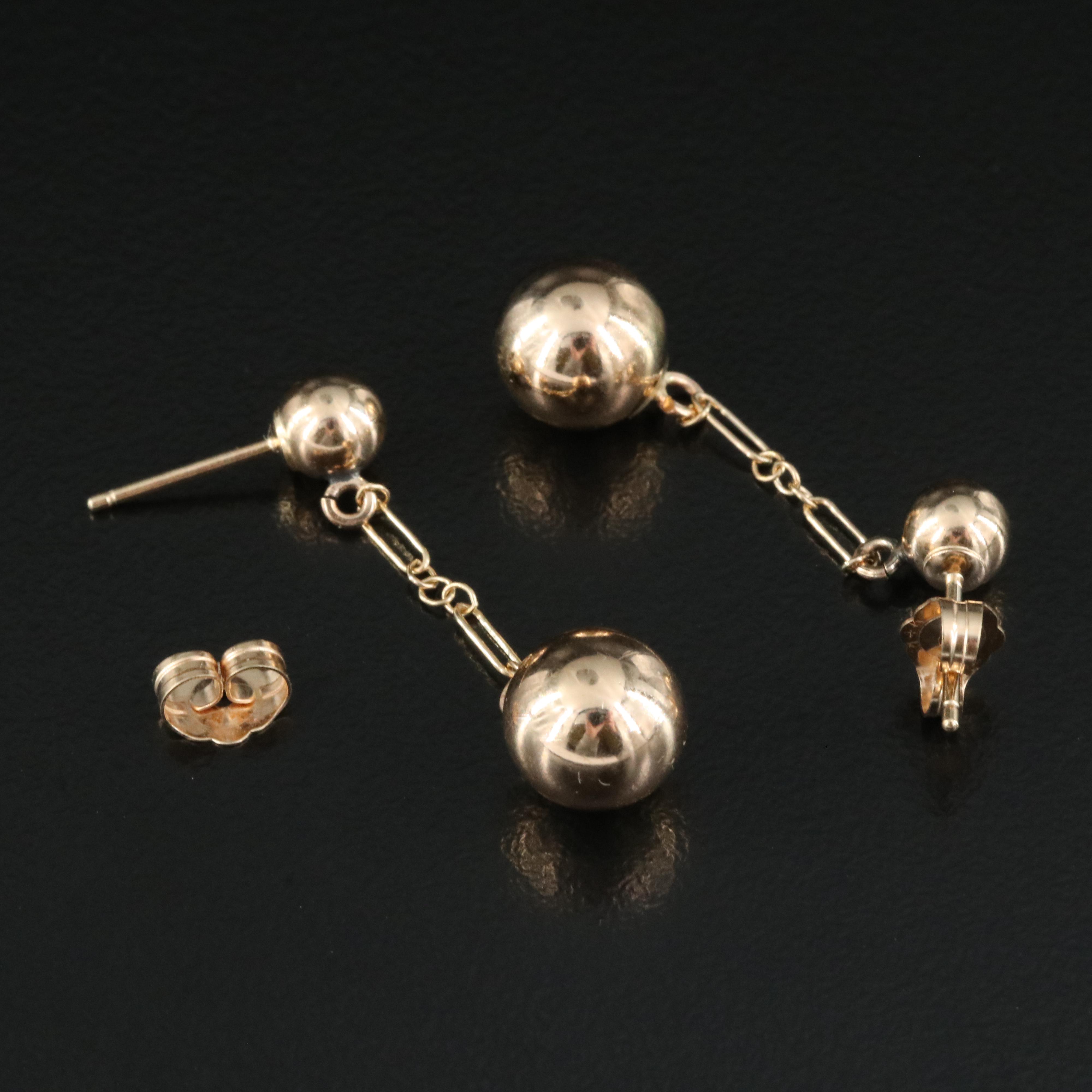 14K Sphere Drop Earrings