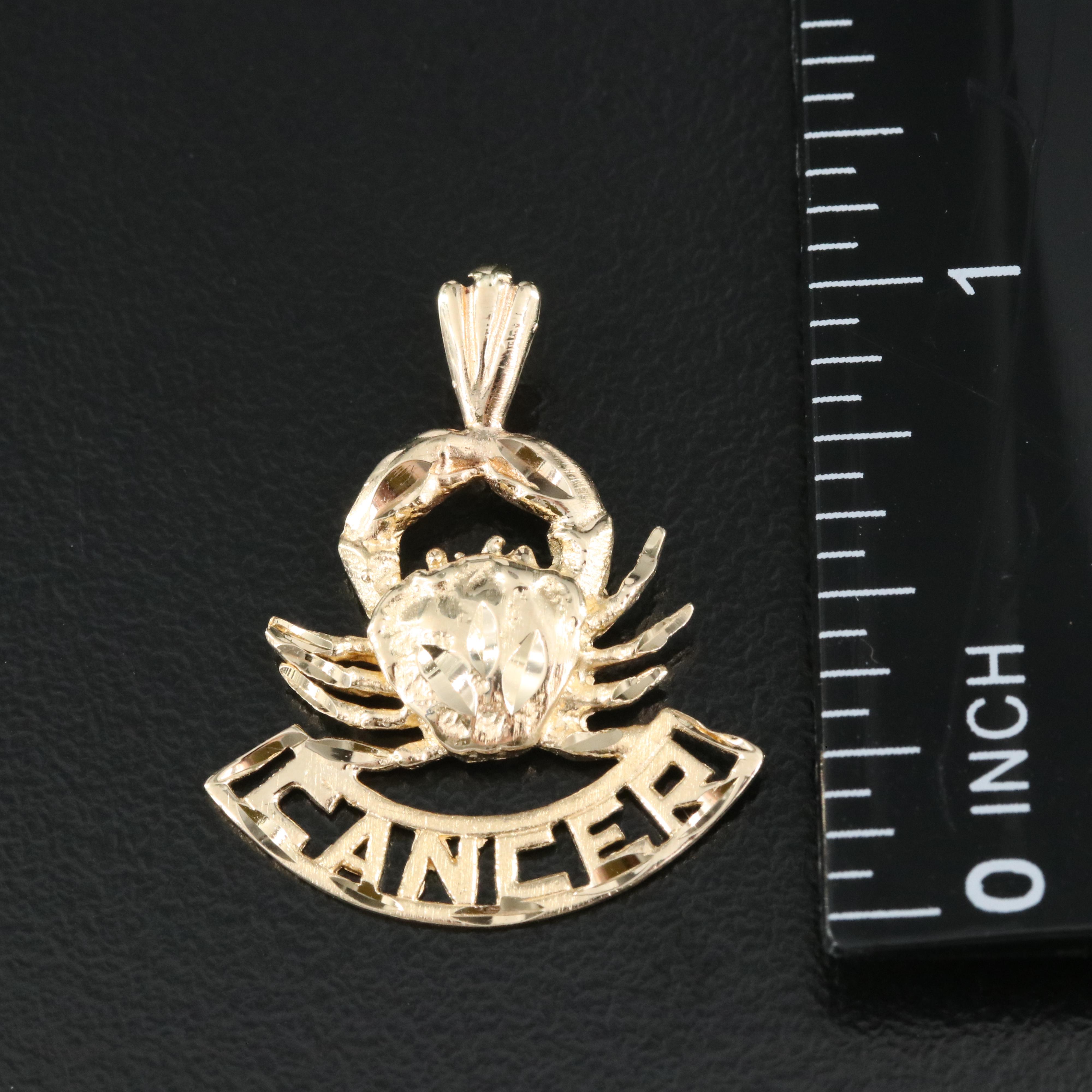 14K Cancer Zodiac Pendant