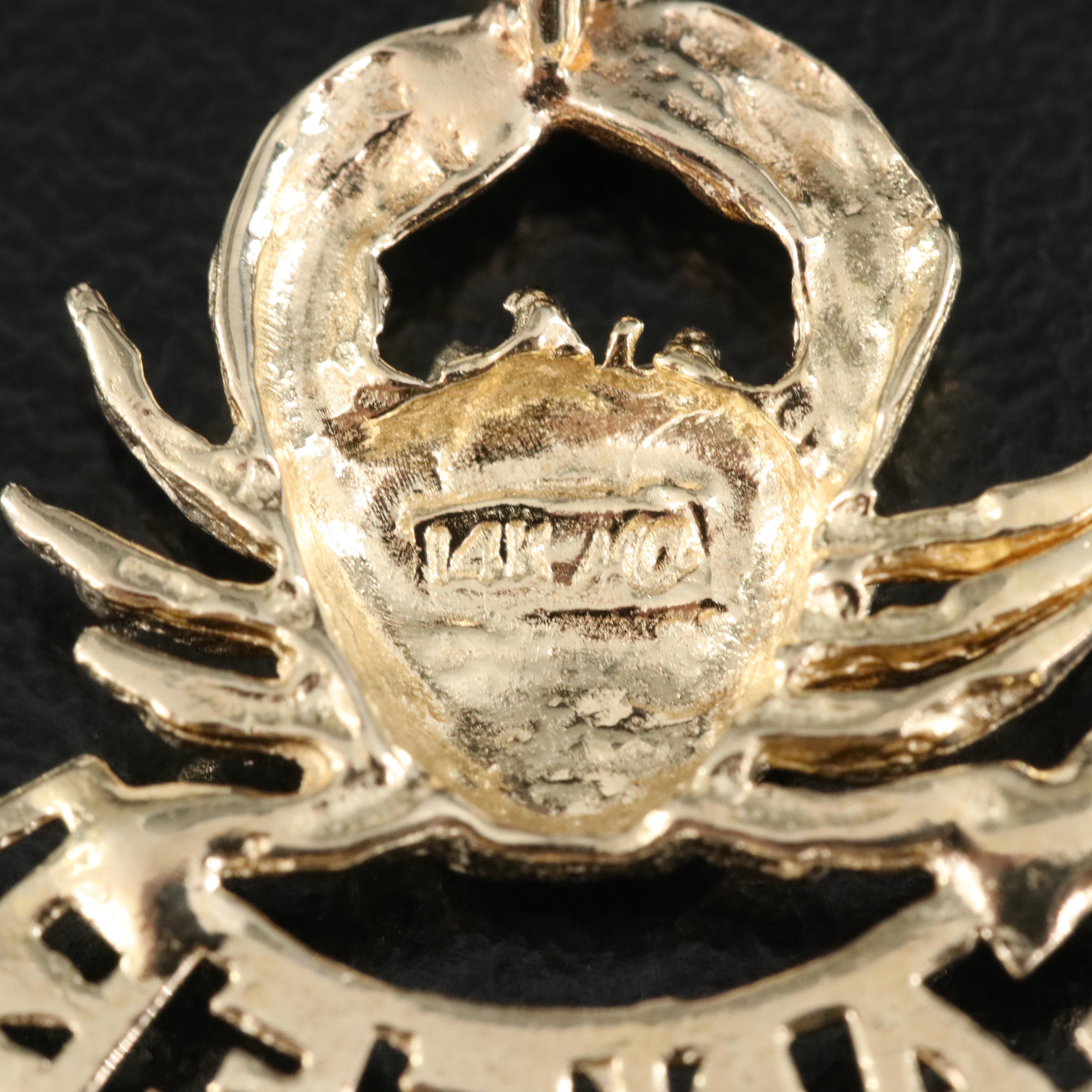 14K Cancer Zodiac Pendant