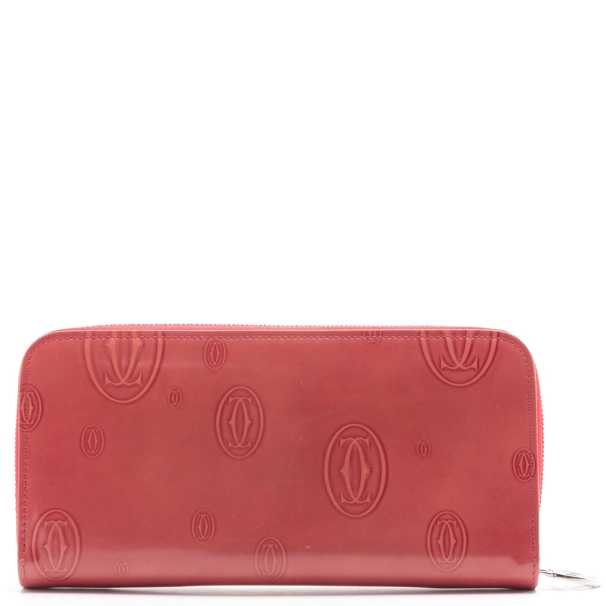 Cartier Embossed Leather Zip Wallet