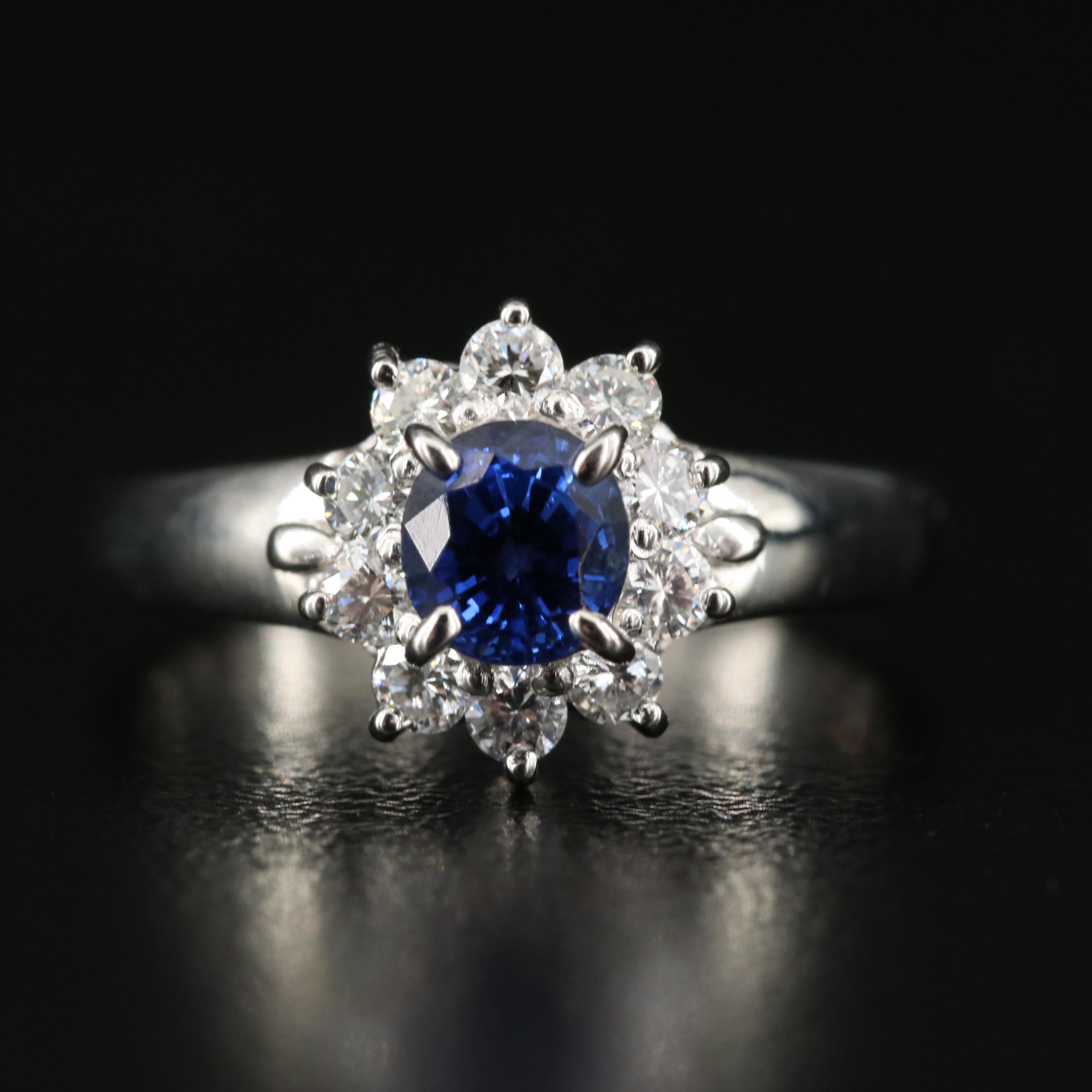 Platinum Sapphire and Diamond Ring