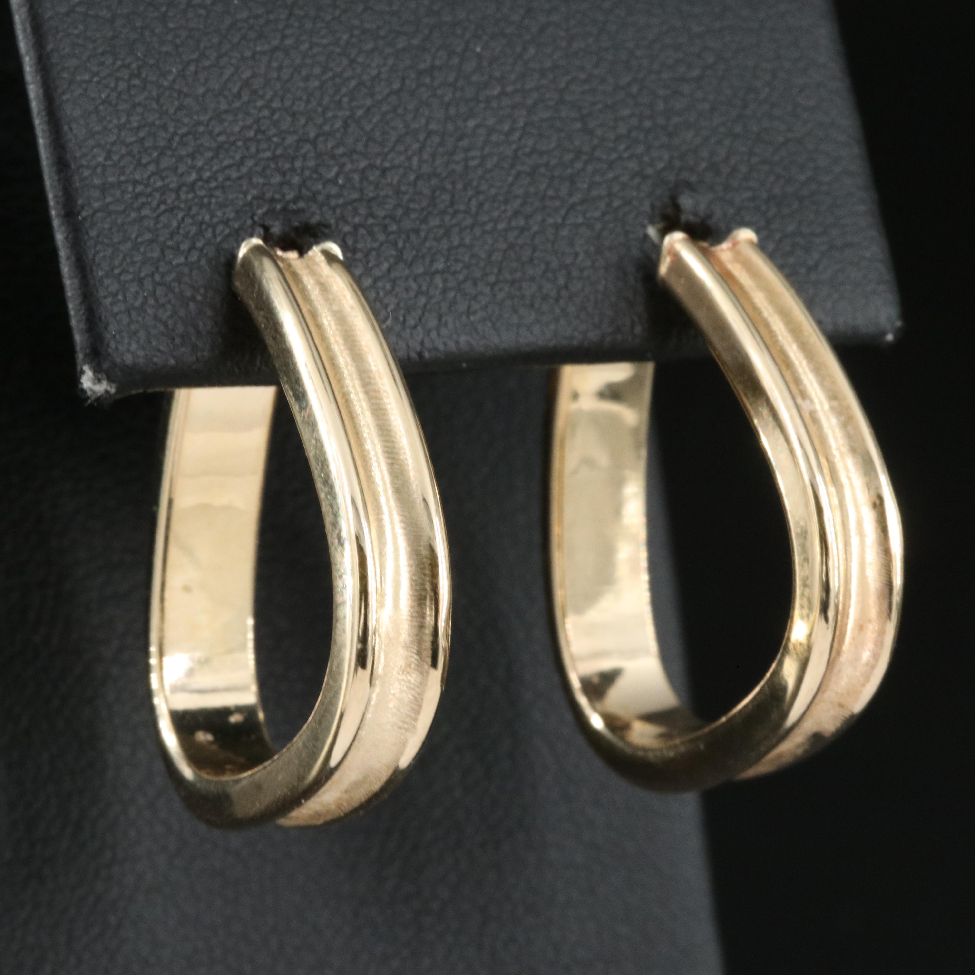 Italian 14K Triangular Hoop Earrings