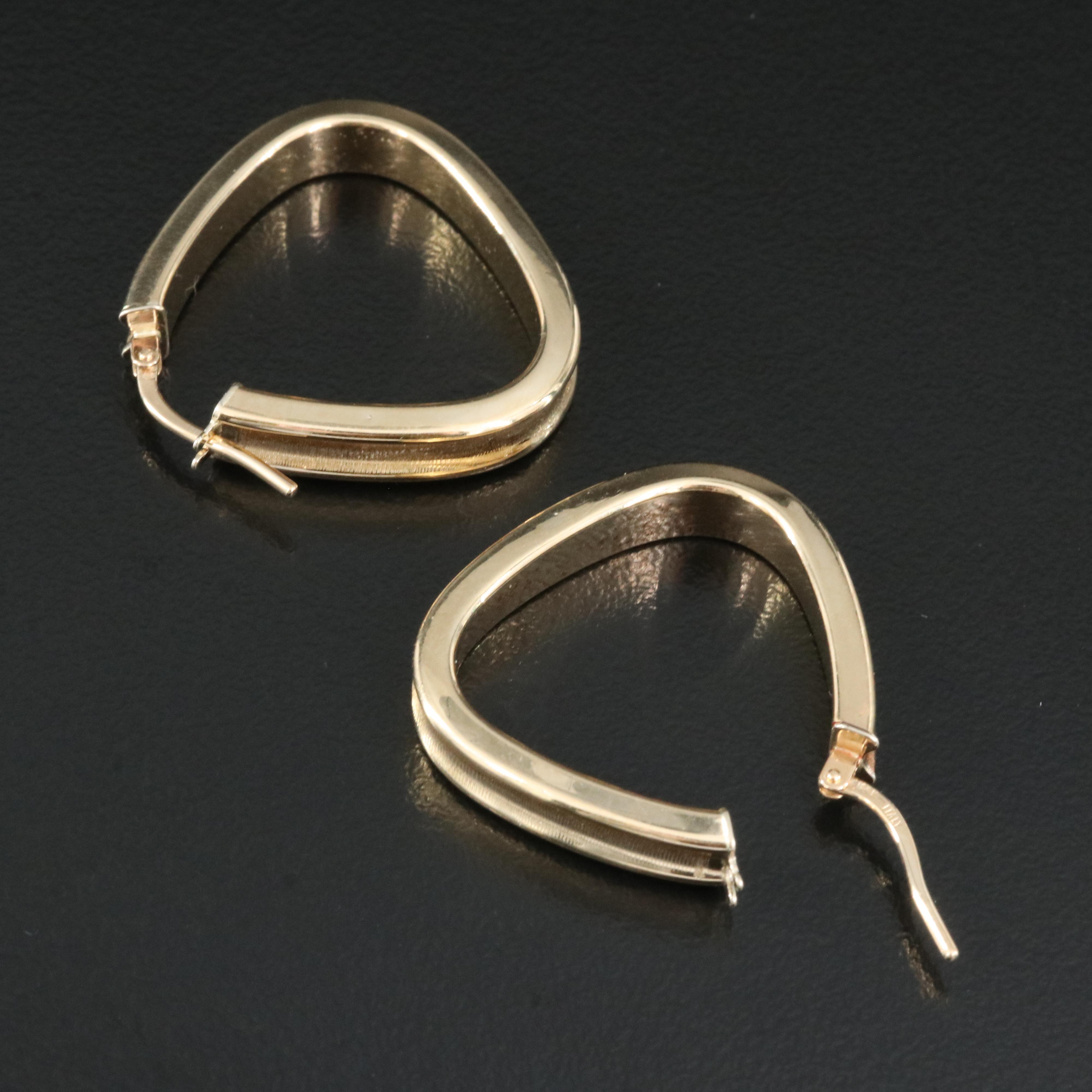 Italian 14K Triangular Hoop Earrings