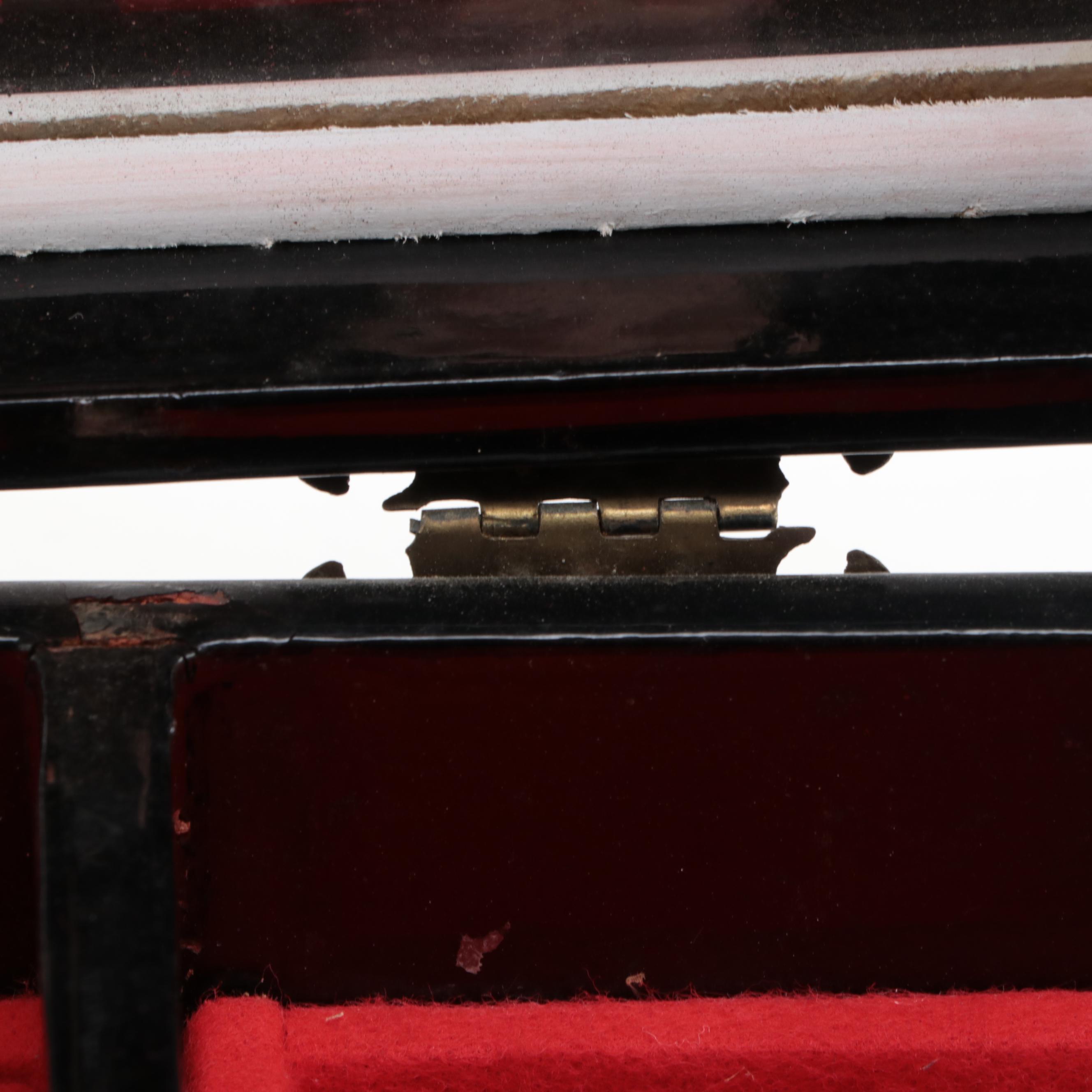 Chinese Hand-Painted Lacquered Wood Jewelry Box