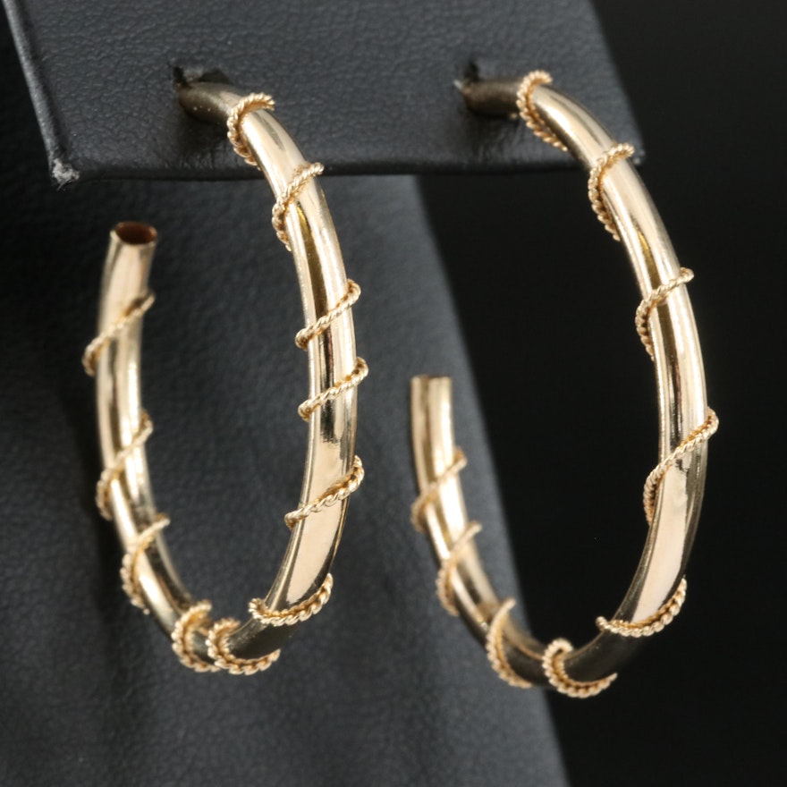 14K Wire Wrapped Hoop Earrings