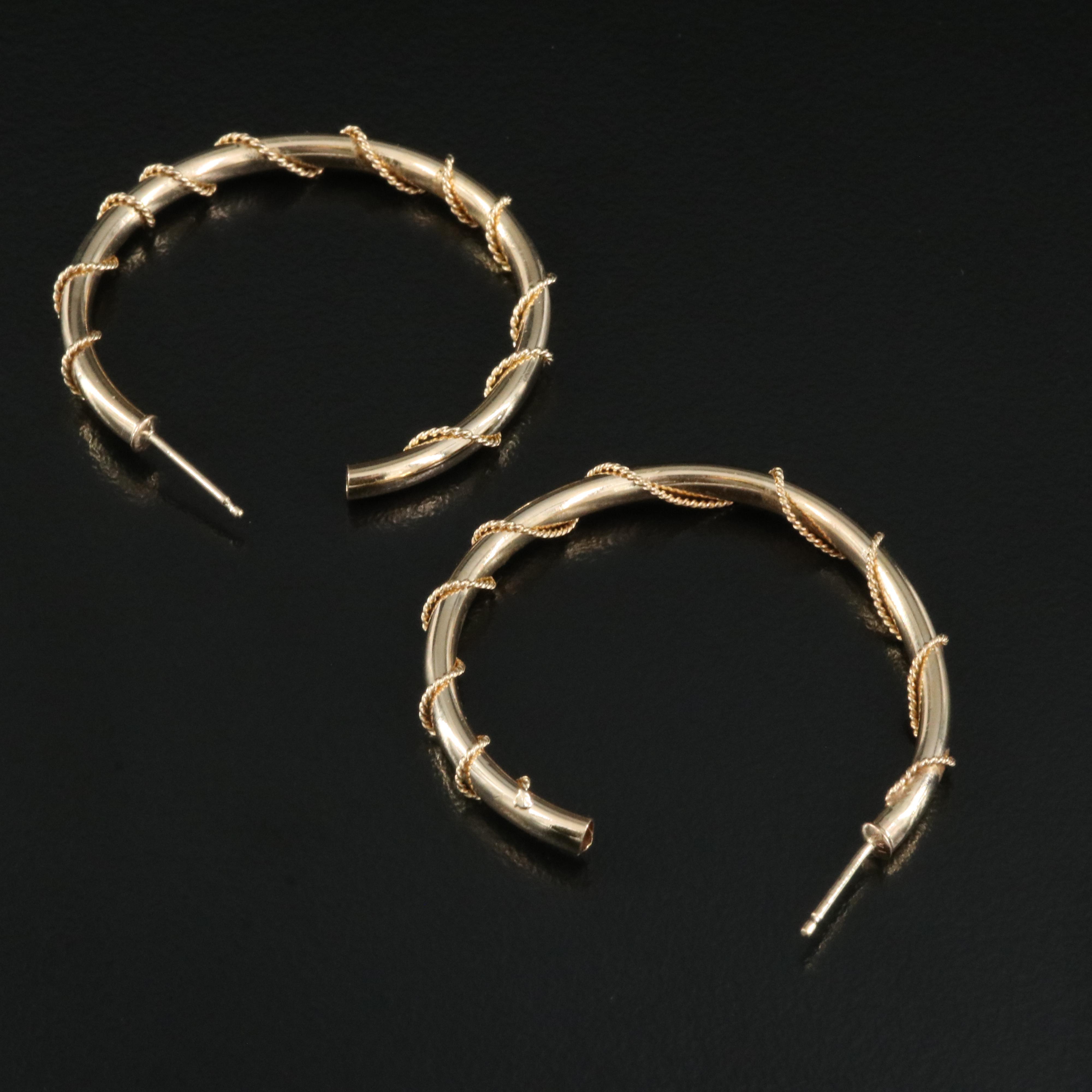 14K Wire Wrapped Hoop Earrings