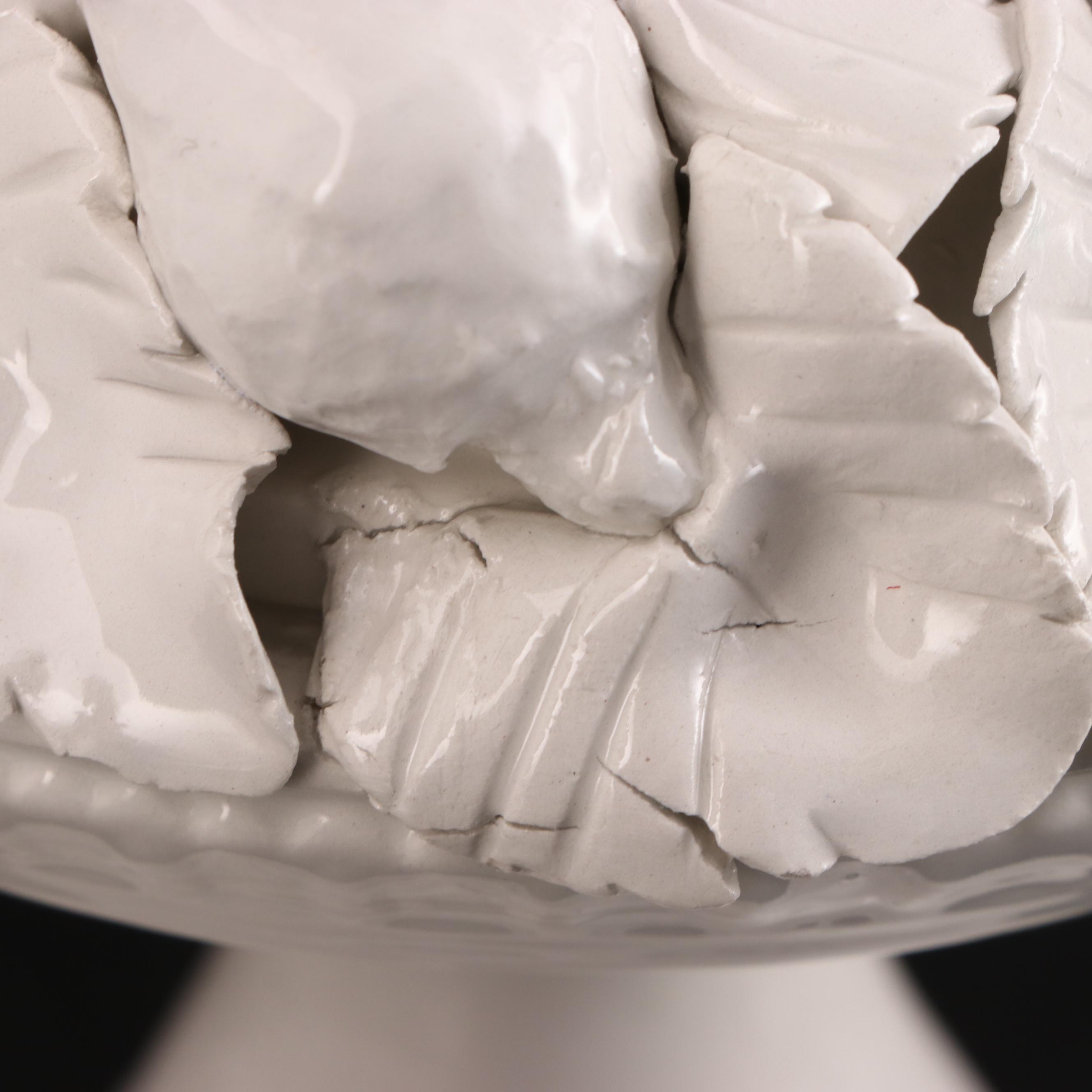 Italian Neoclassical Style Putti and Fruit Motif Ceramic Centerpiece