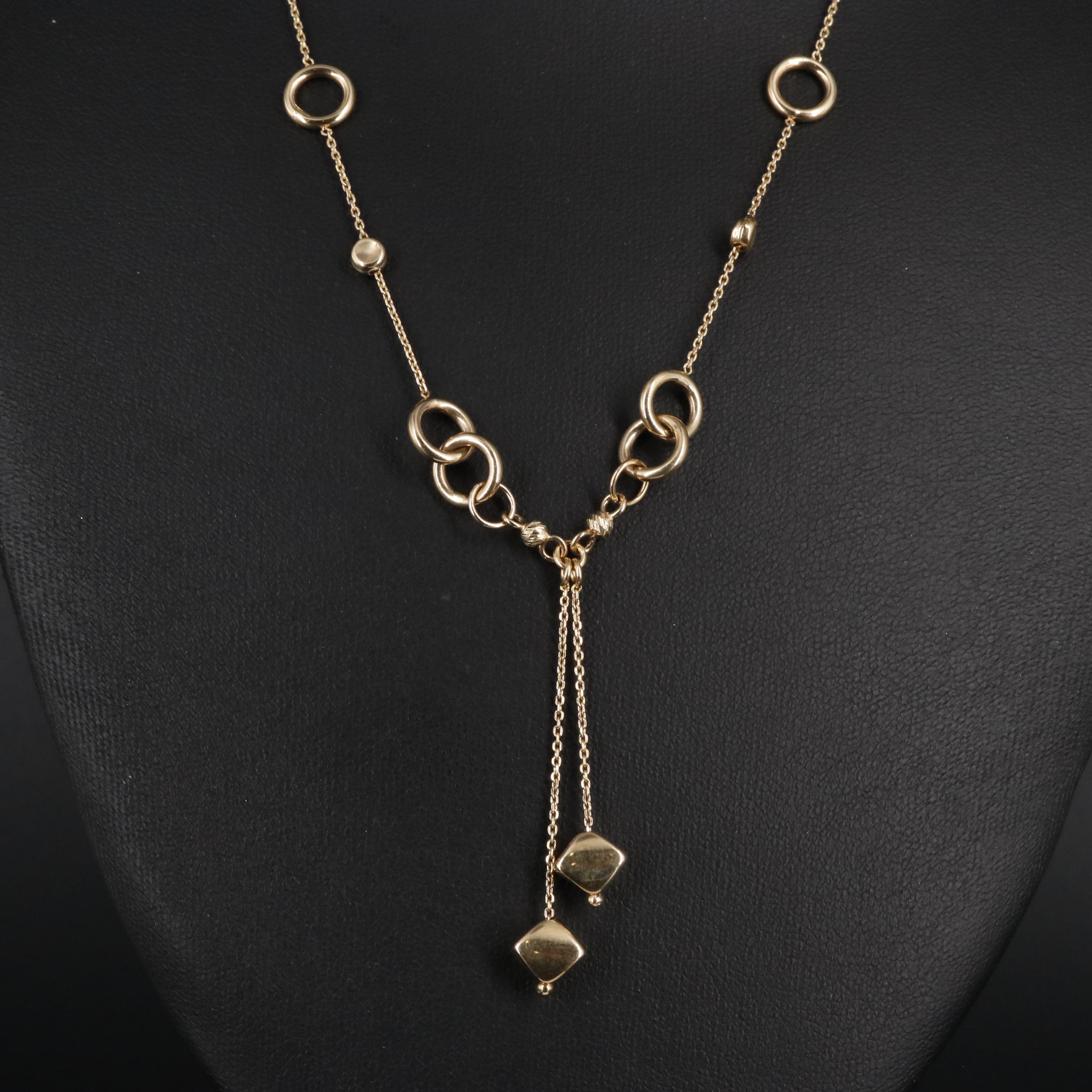 14K Lariat Chain Necklace