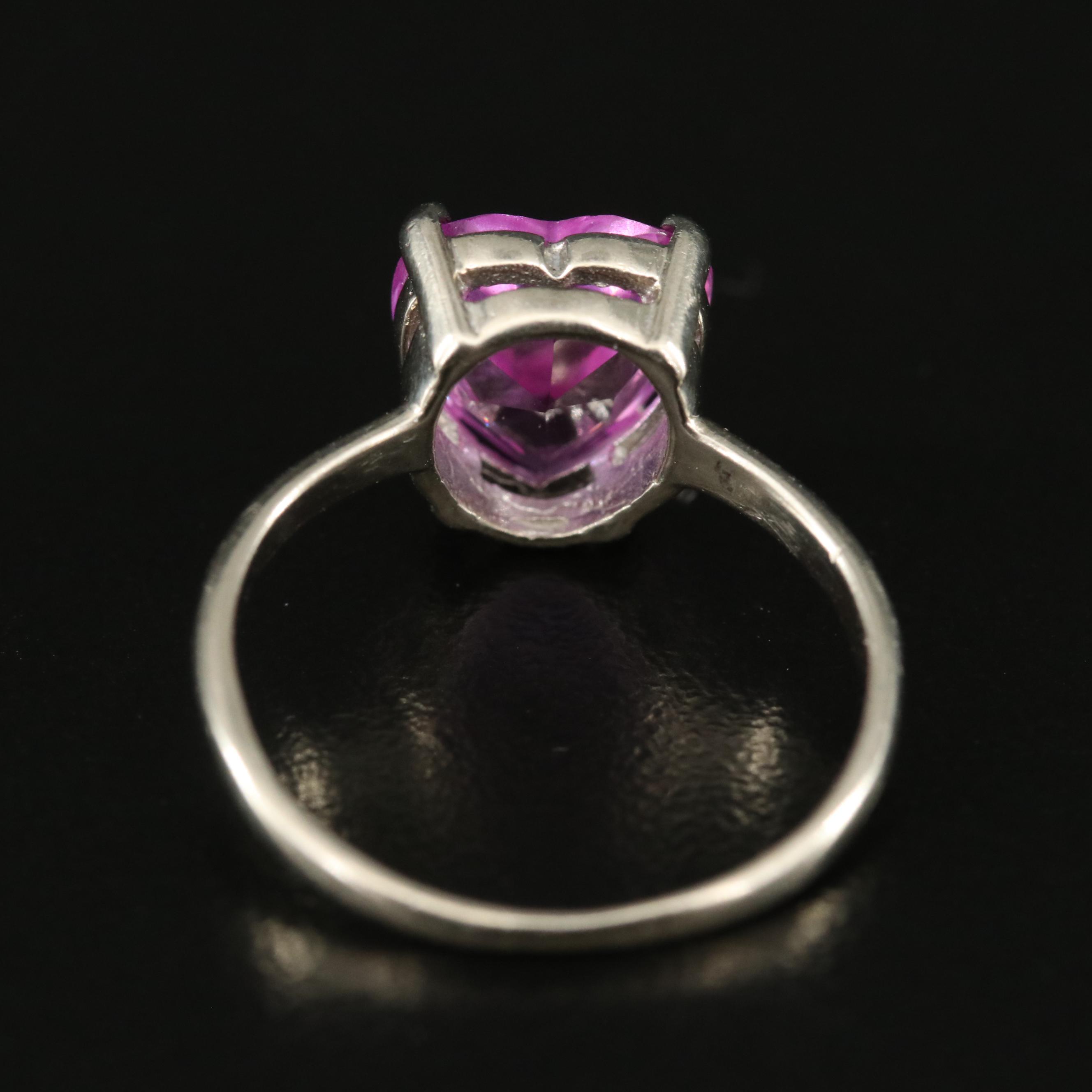 10K Pink Sapphire Heart Solitaire Ring