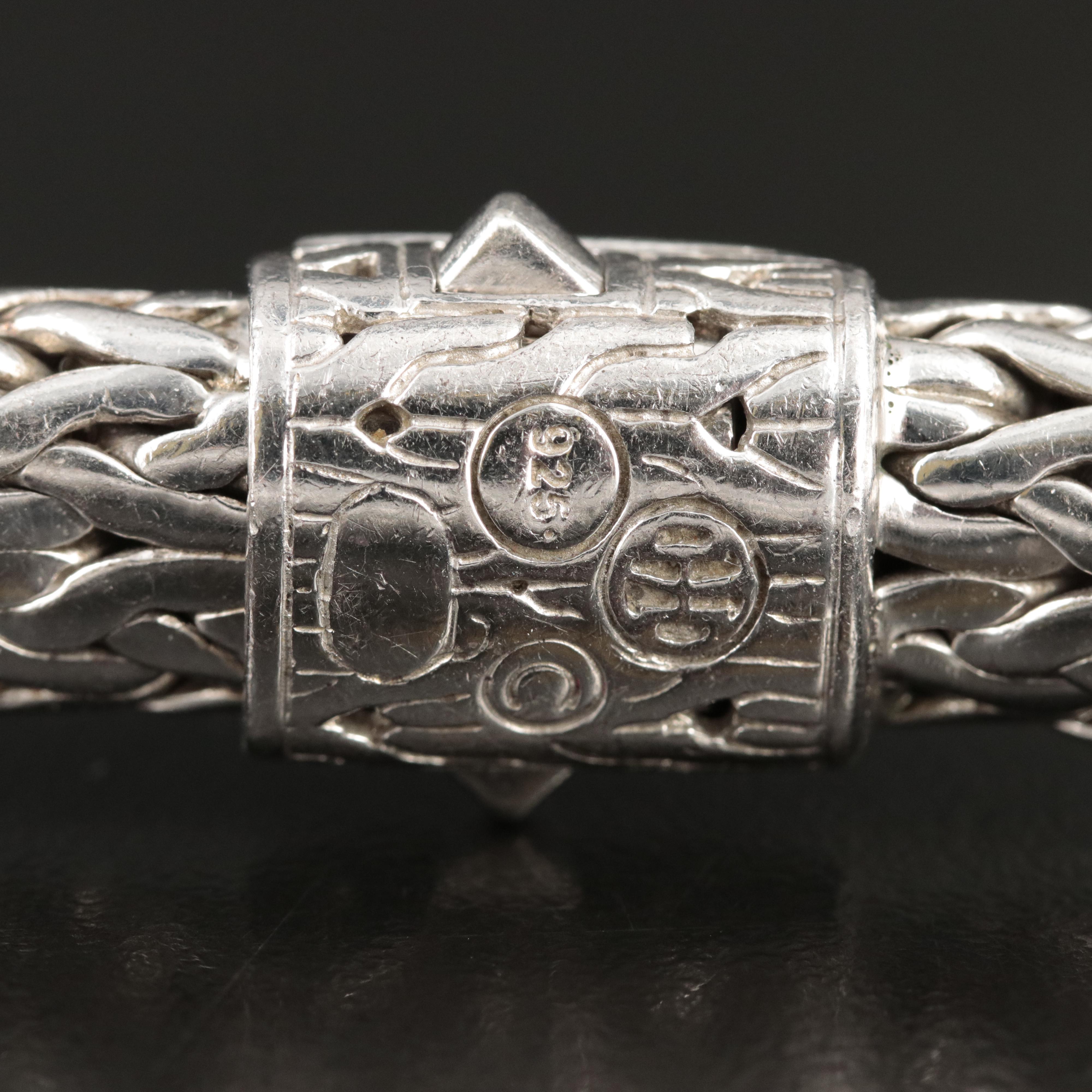 John Hardy "Classic" Large Chain Bracelet with Sapphire Clasp in Sterling